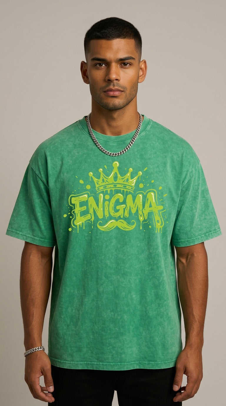 MENS ' ENIGMA ' Snow Washed Oversized Cotton T-Shirt