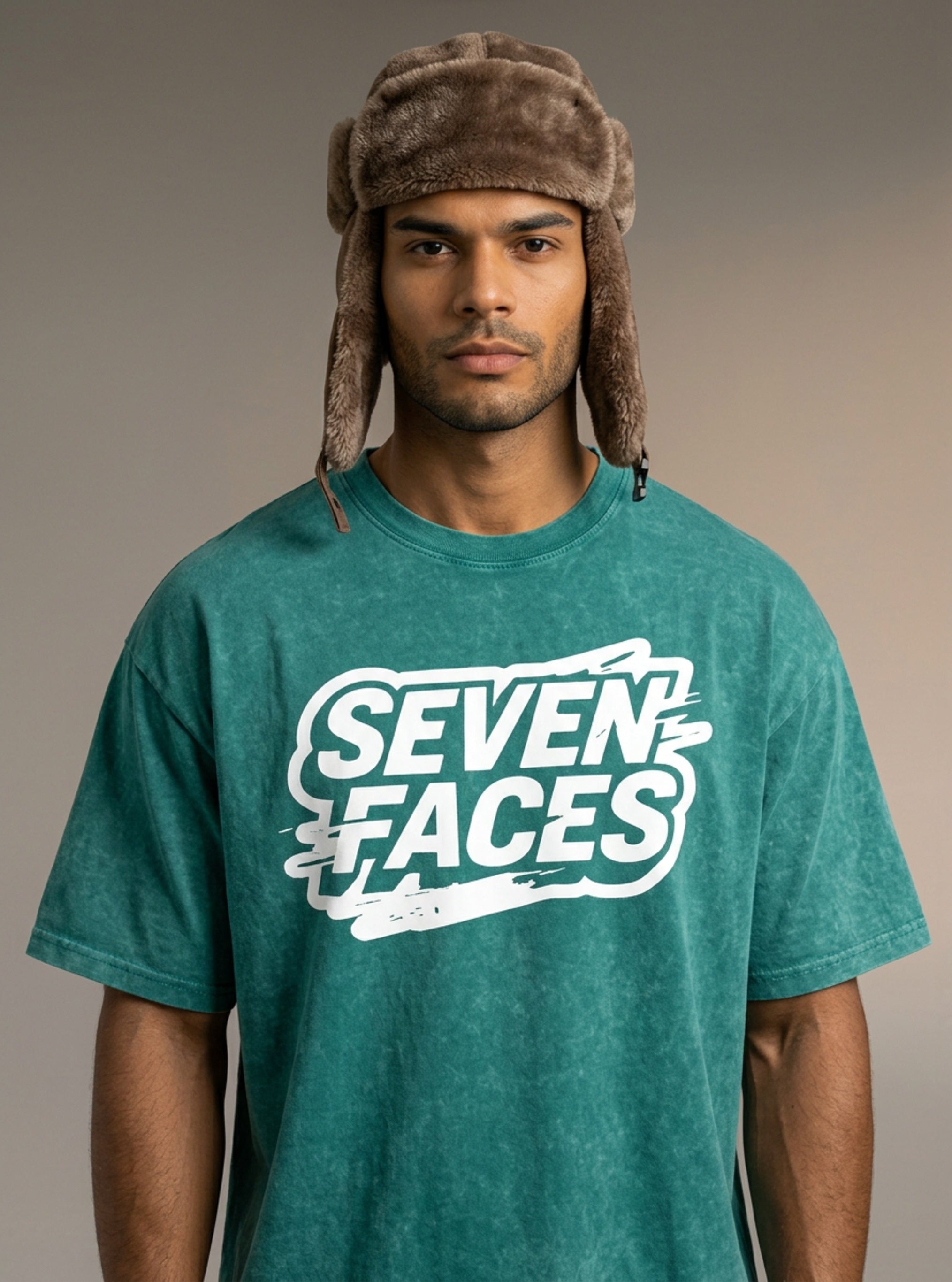 MENS ' SEVEN FACES ' Snow Washed Oversized Cotton TEE