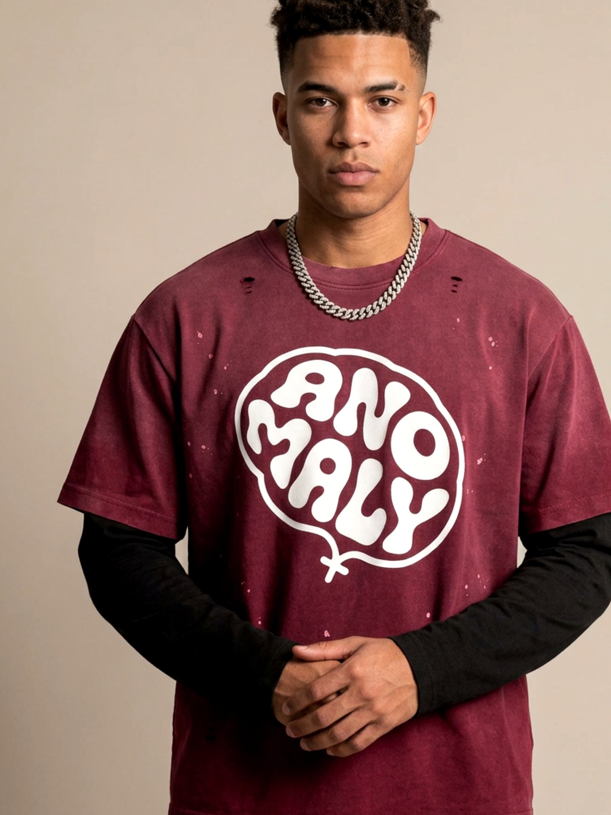 MENS 'ANOMALY'  Vintage Wash Distressed Layer TEE
