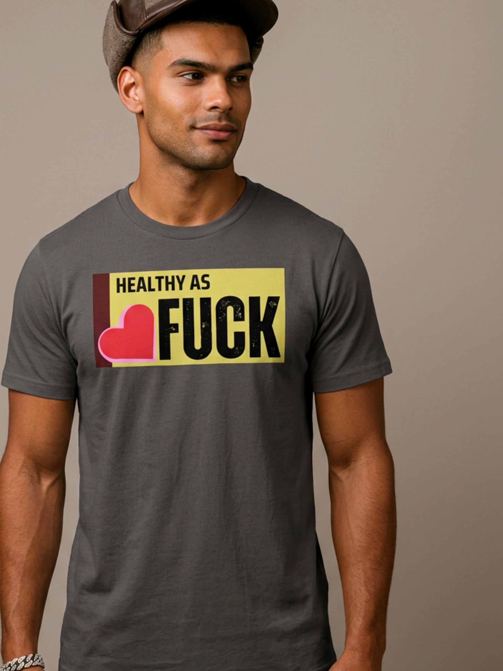 MENS 'HEALTHY ASF'  organic mid-light TEE