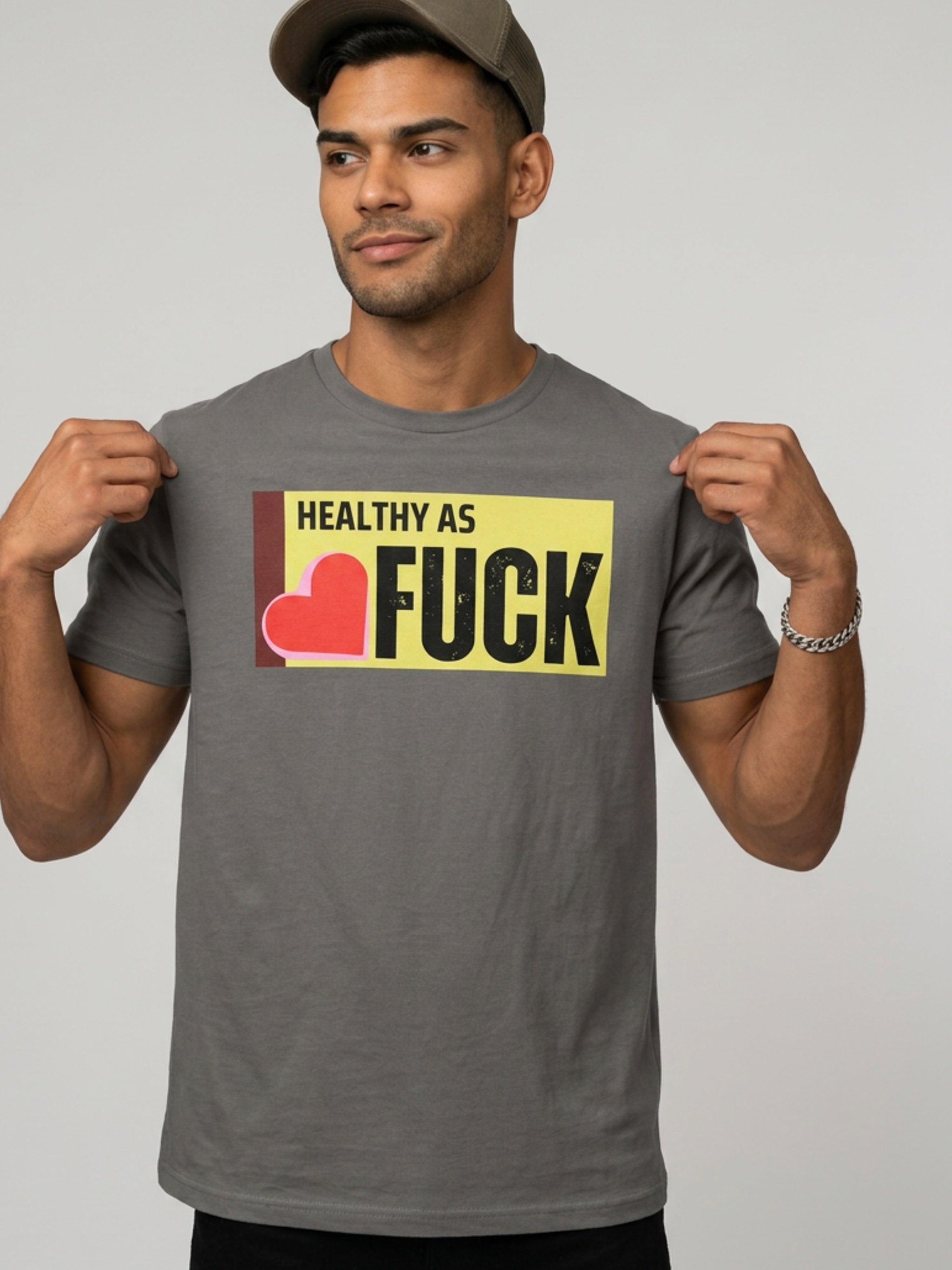 MENS 'HEALTHY ASF'  organic mid-light TEE