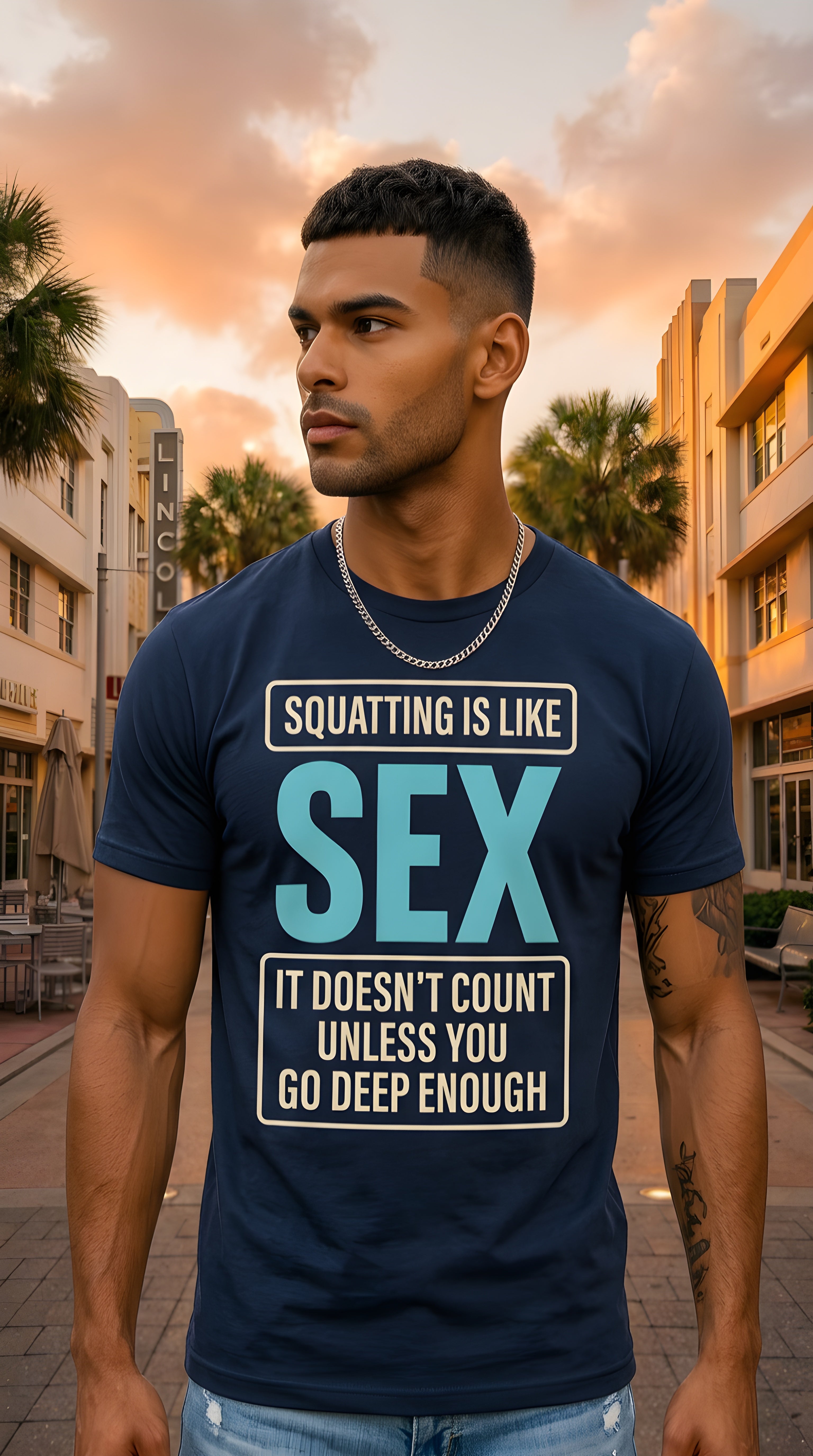 Mens Squatting  organic mid-light Tee