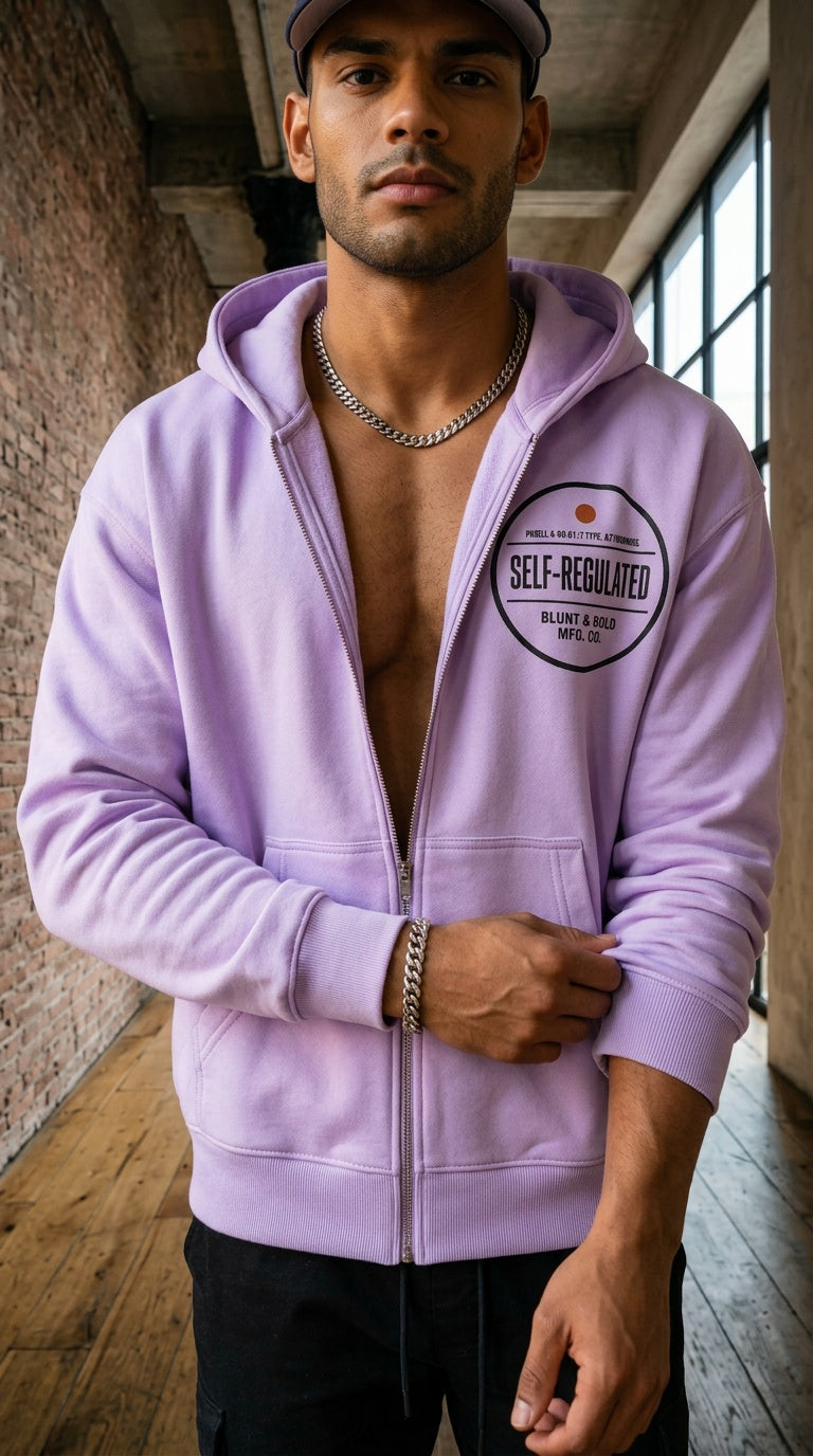 MENS ' SELF REGULATED ' Essential Oversized Fleece Boxy Hoodie