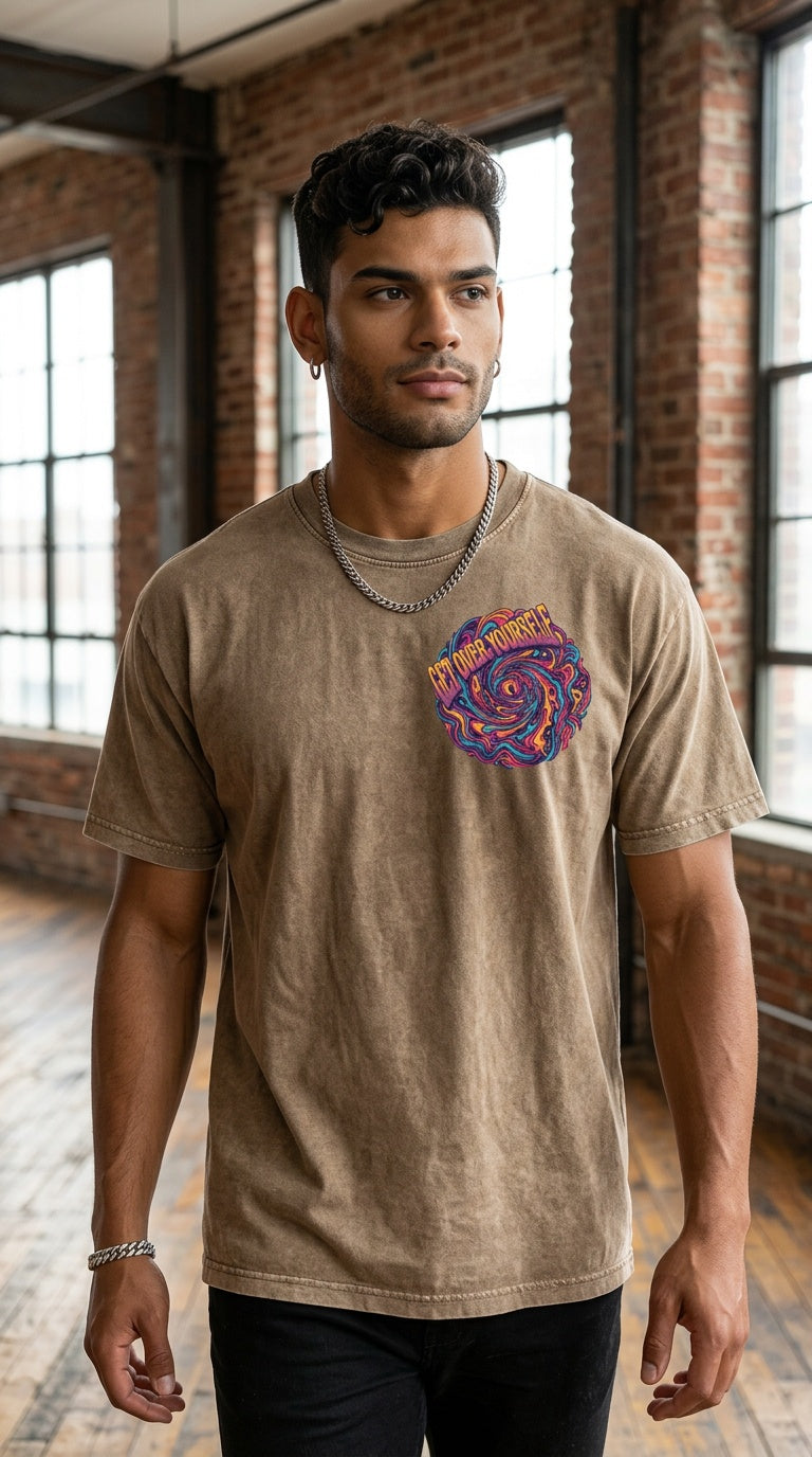 MENS 'GET OVER YOURSELF' Snow Washed Heavyweight Oversize TEE
