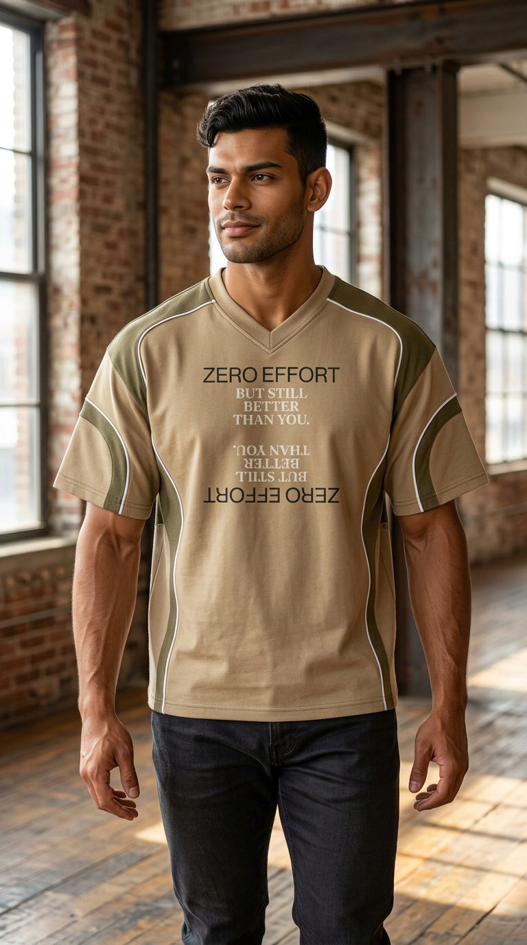 MENS Color Block V-Neck T-Shirt