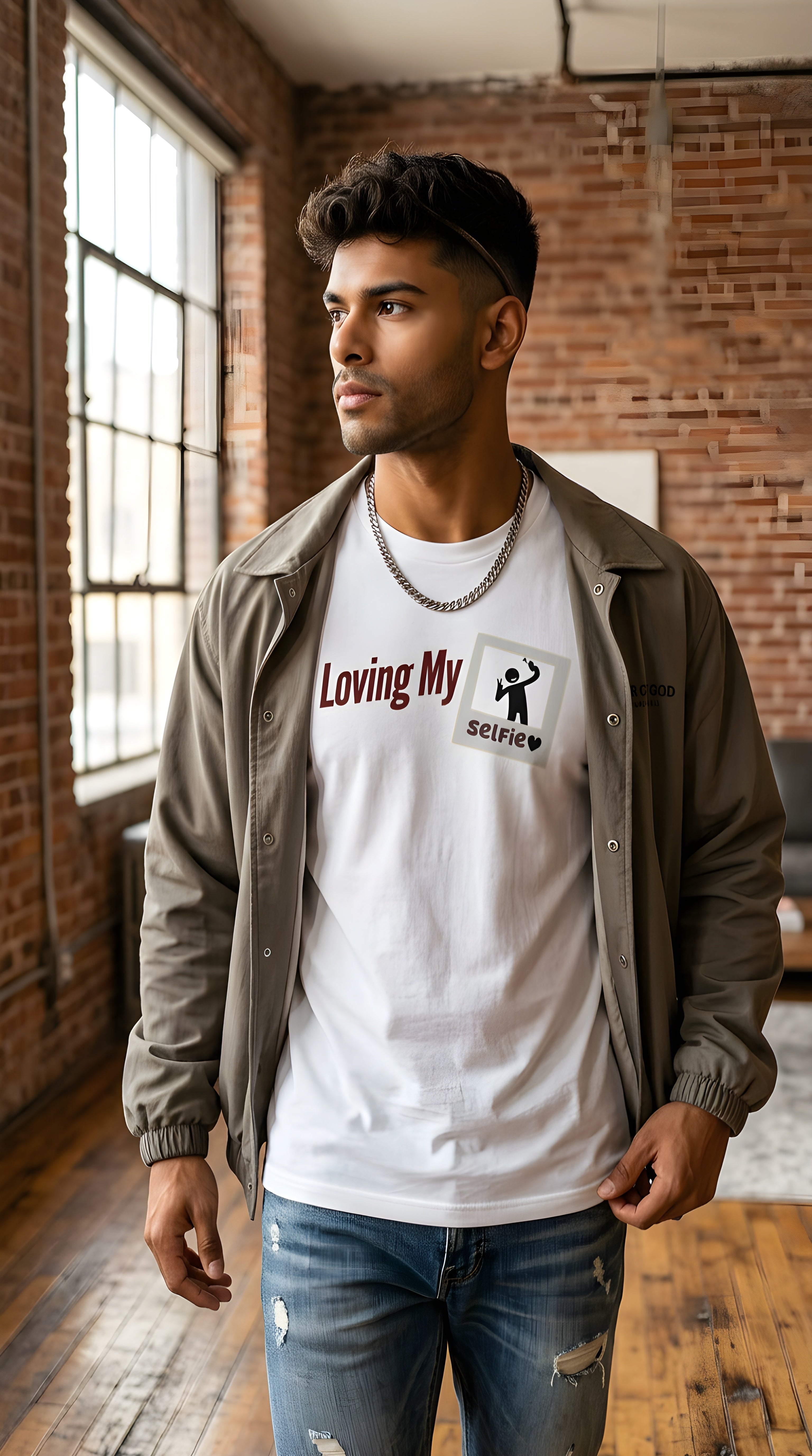 Mens Loving My Selfie organic mid-light Tee