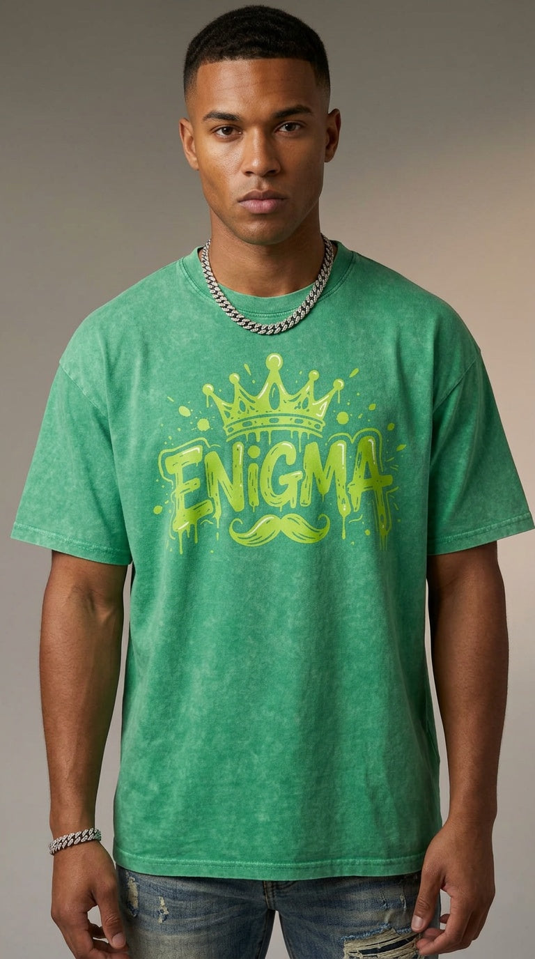 MENS ' ENIGMA ' Snow Washed Oversized Cotton T-Shirt