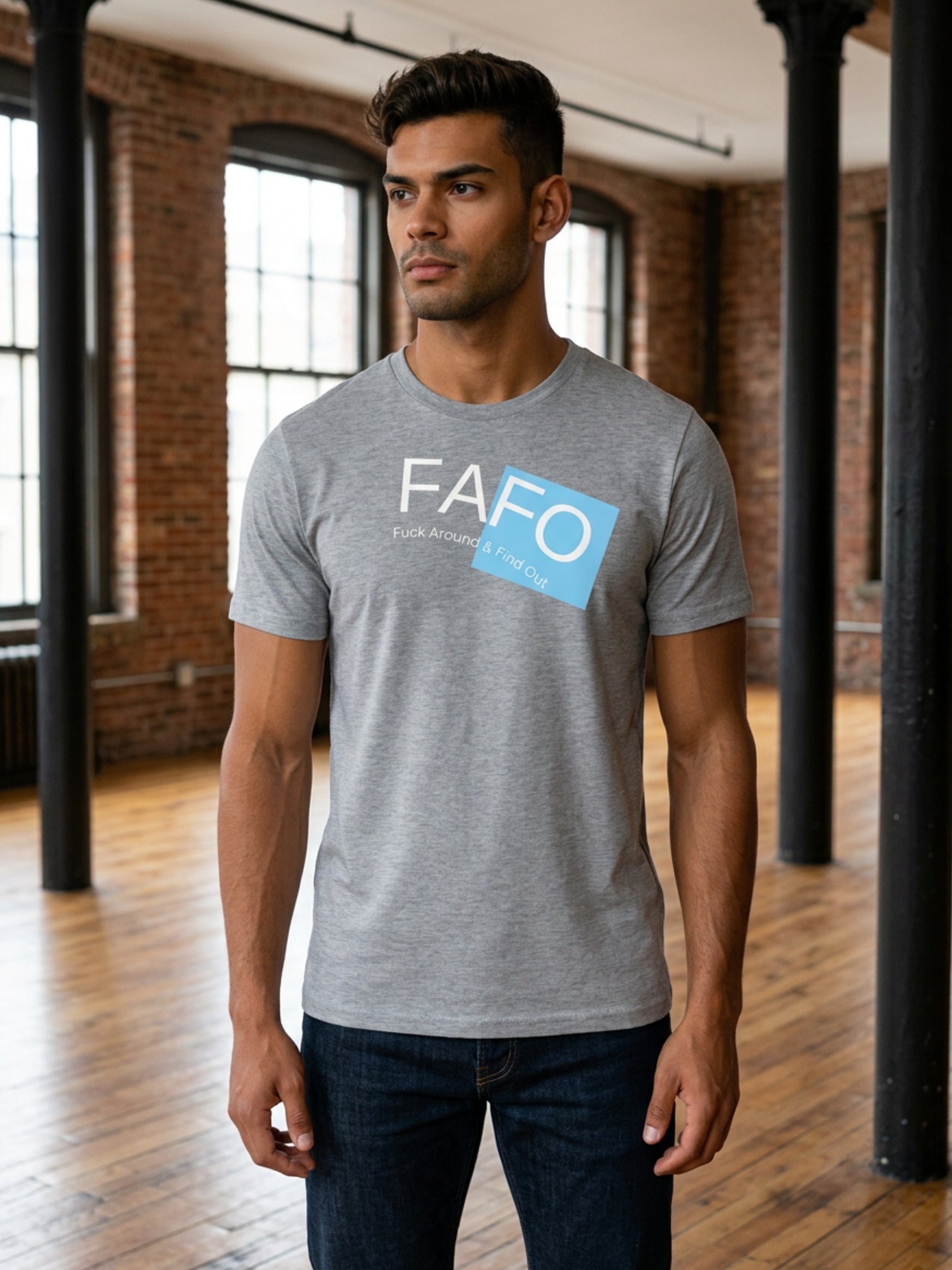 MENS 'FAFO'  organic mid-light TEE