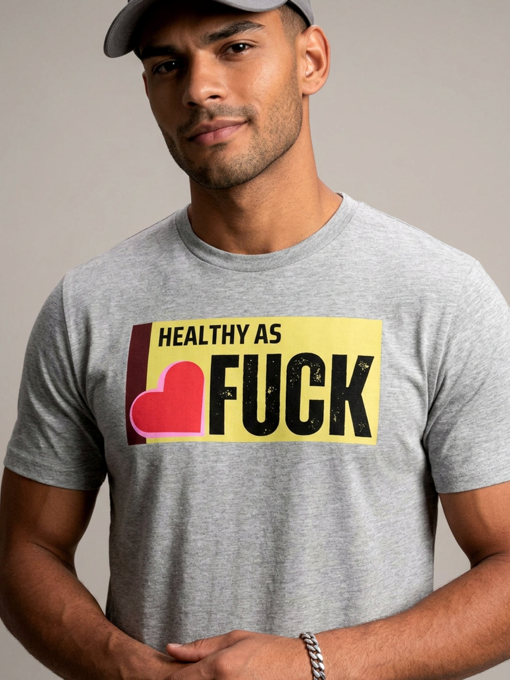 MENS 'HEALTHY ASF'  organic mid-light TEE