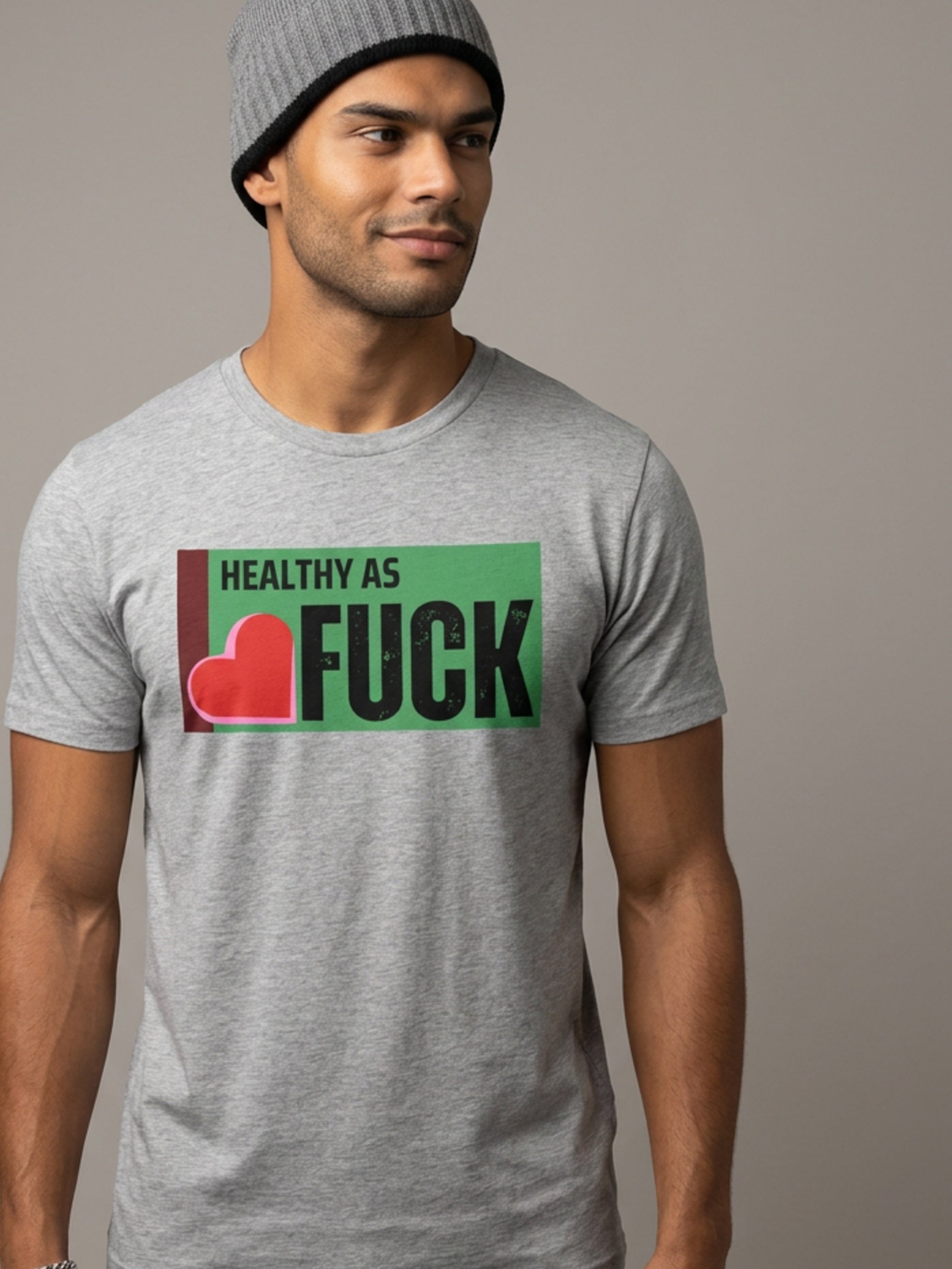 MENS 'HEALTHY ASF'  organic mid-light TEE