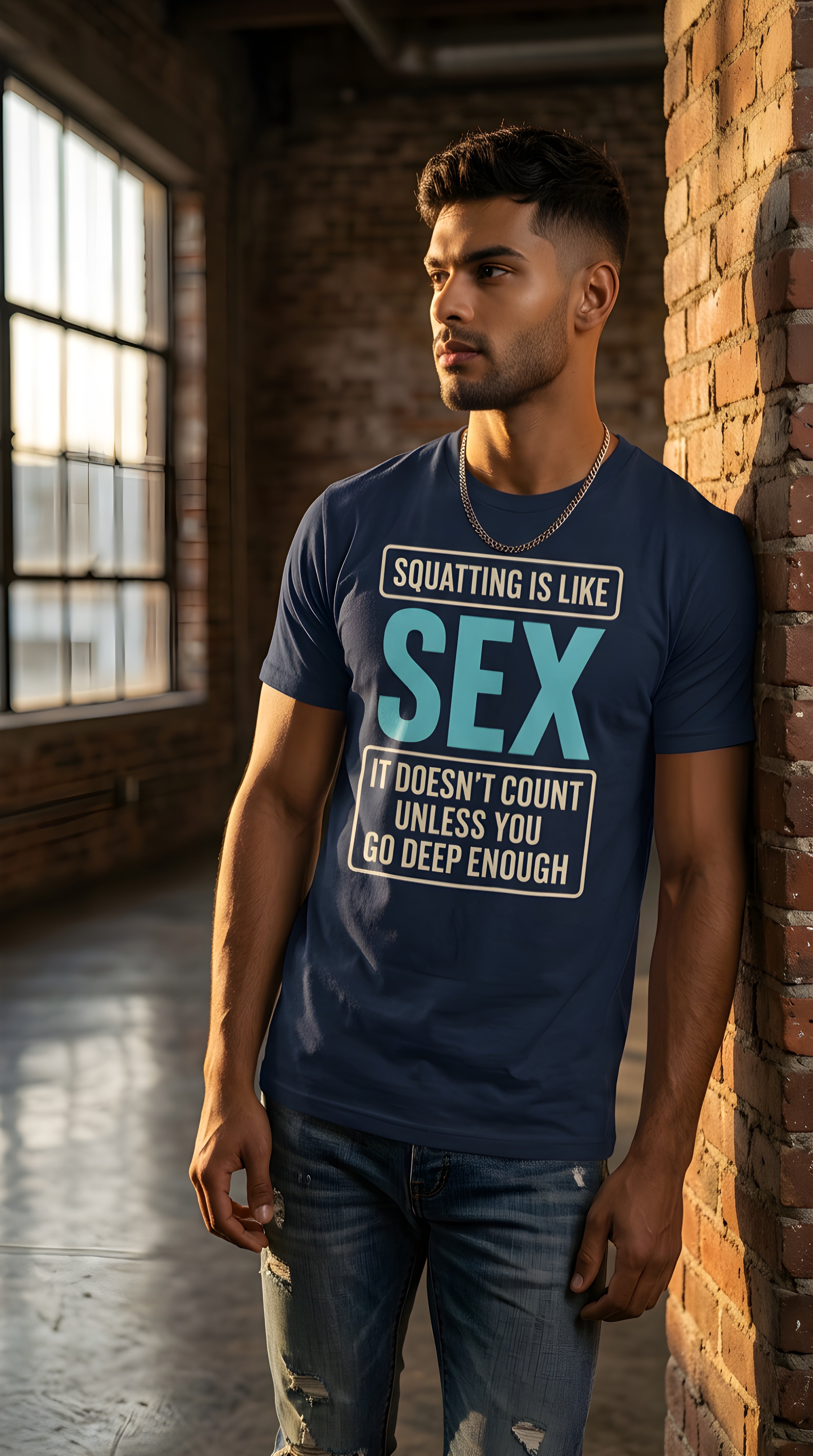 Mens Squatting  organic mid-light Tee