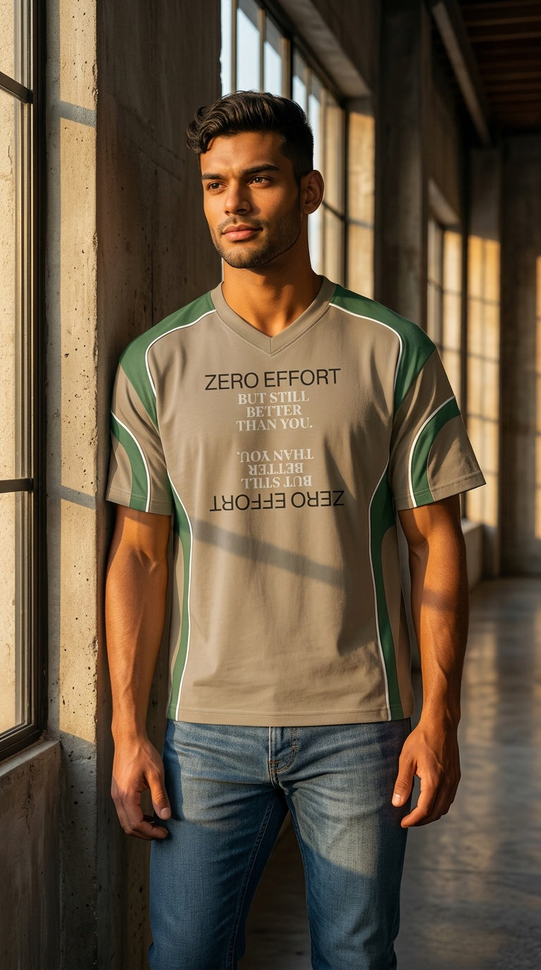 MENS Color Block V-Neck T-Shirt