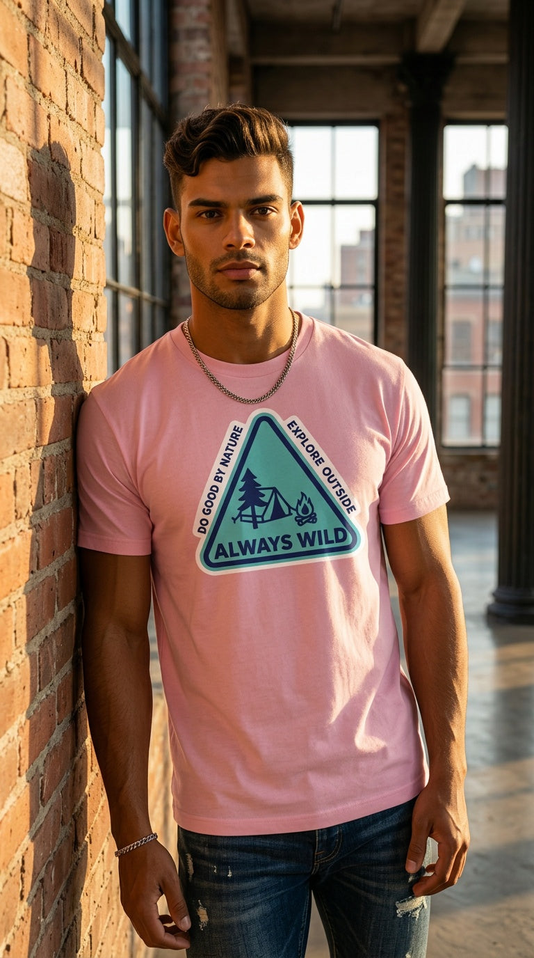 MENS ' ALWAYS WILD ' Washed Oversized Cotton TEE