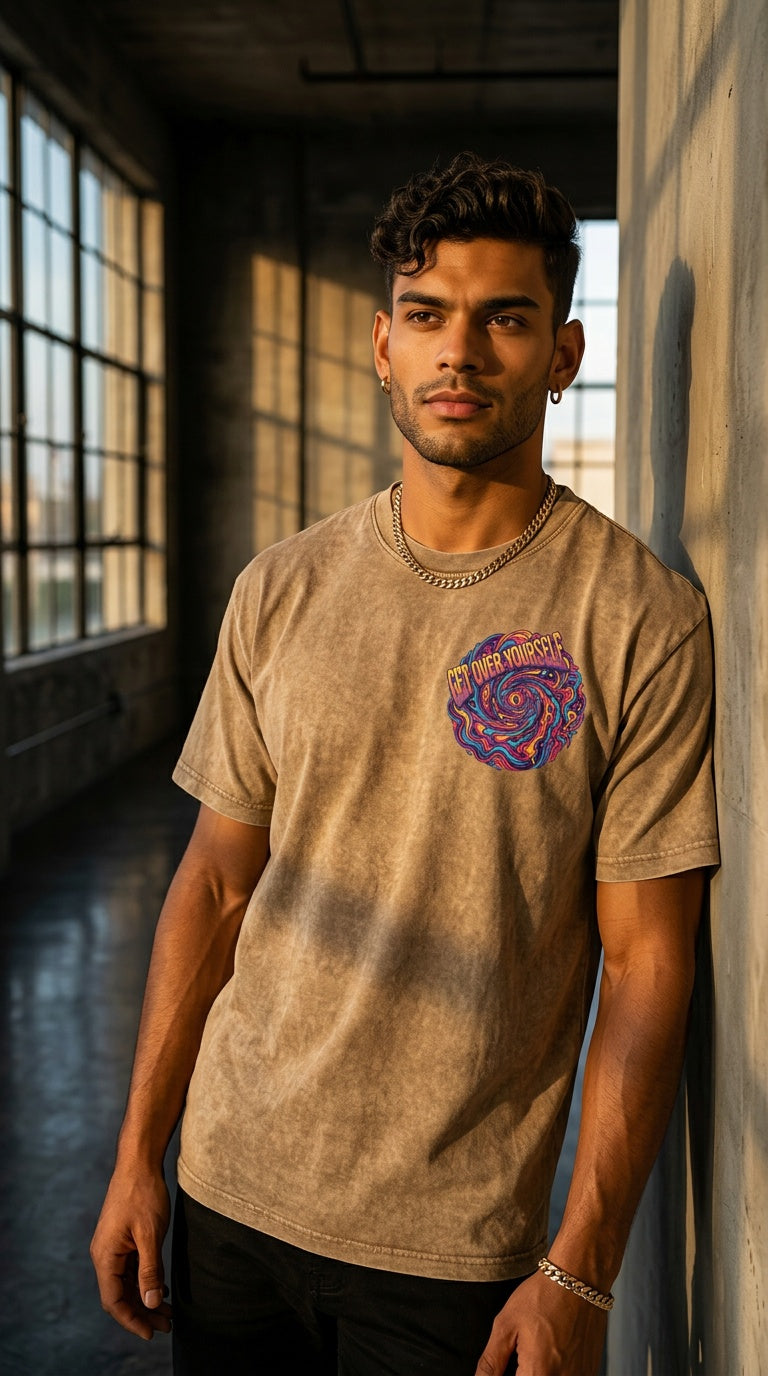 MENS 'GET OVER YOURSELF' Snow Washed Heavyweight Oversize TEE