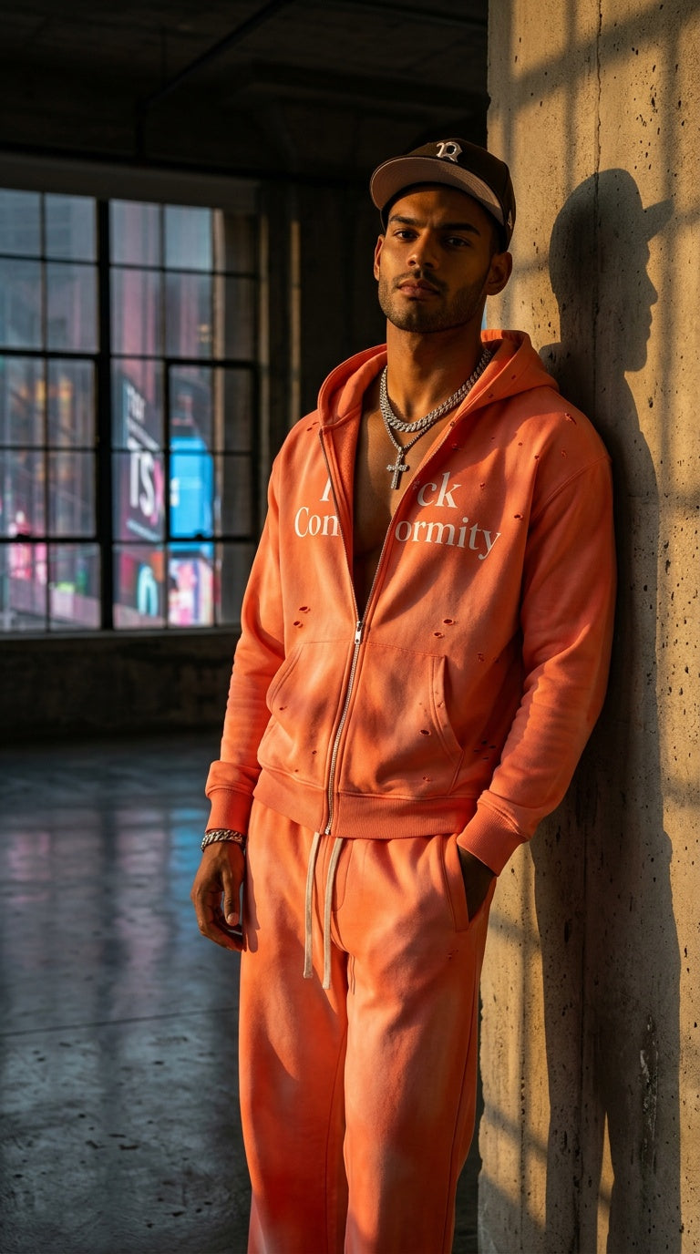 Unisex Sunfade Frayed Fleece Hoodie