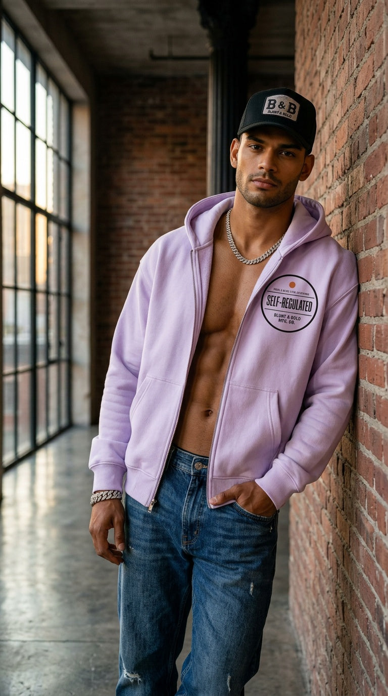 MENS ' SELF REGULATED ' Essential Oversized Fleece Boxy Hoodie