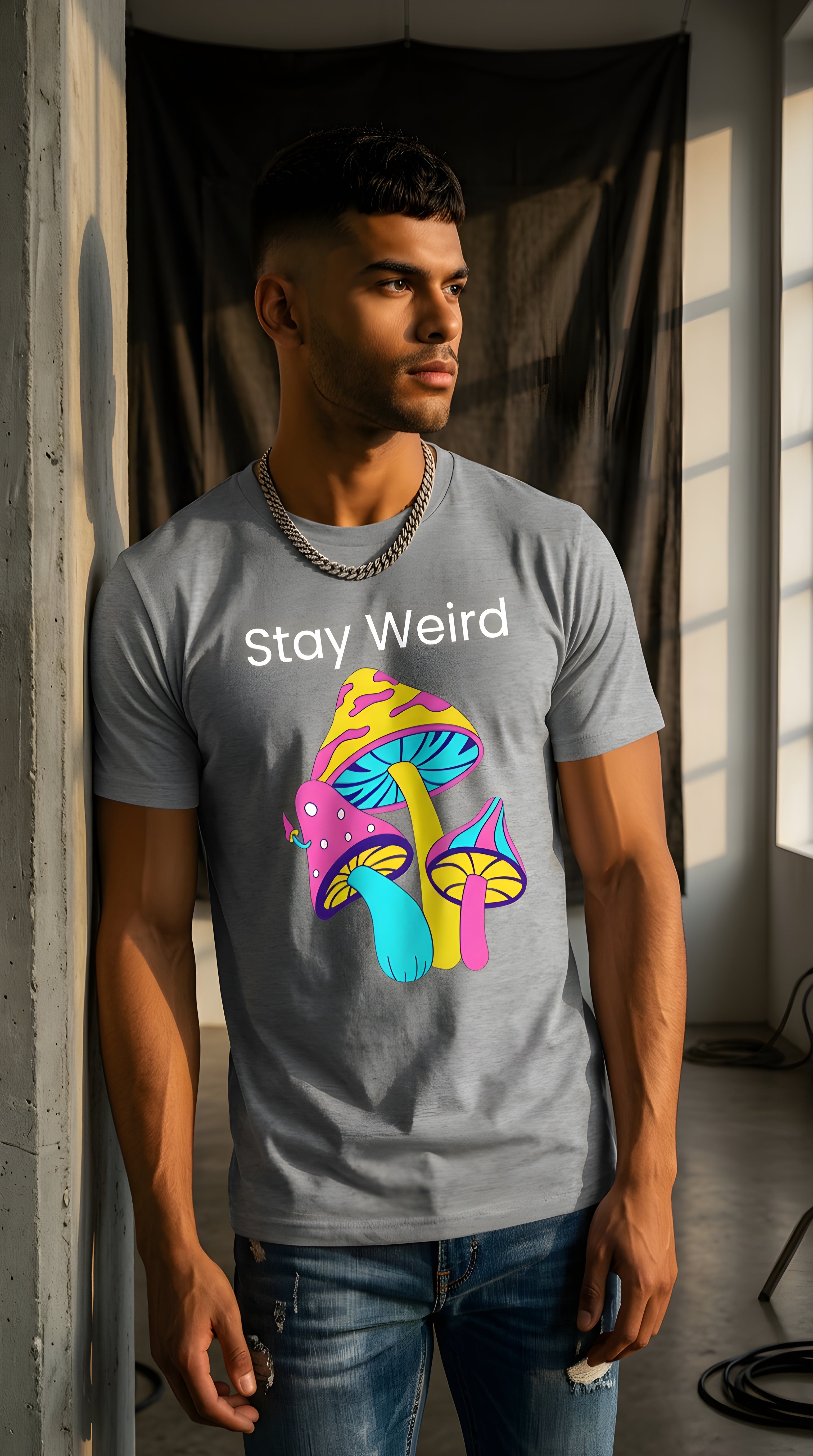 Mens Stay Weird  organic mid-light Tee