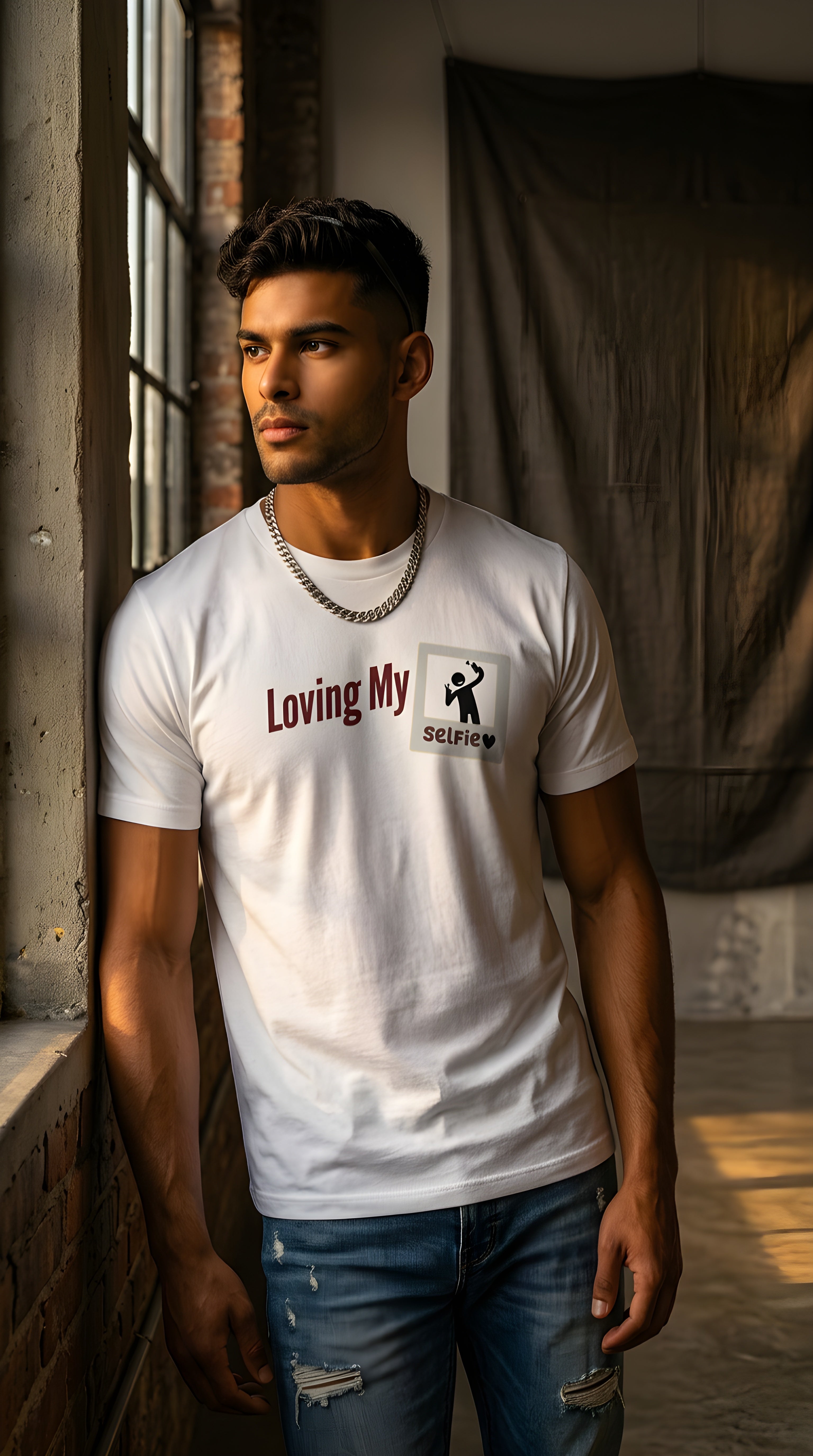 Mens Loving My Selfie organic mid-light Tee
