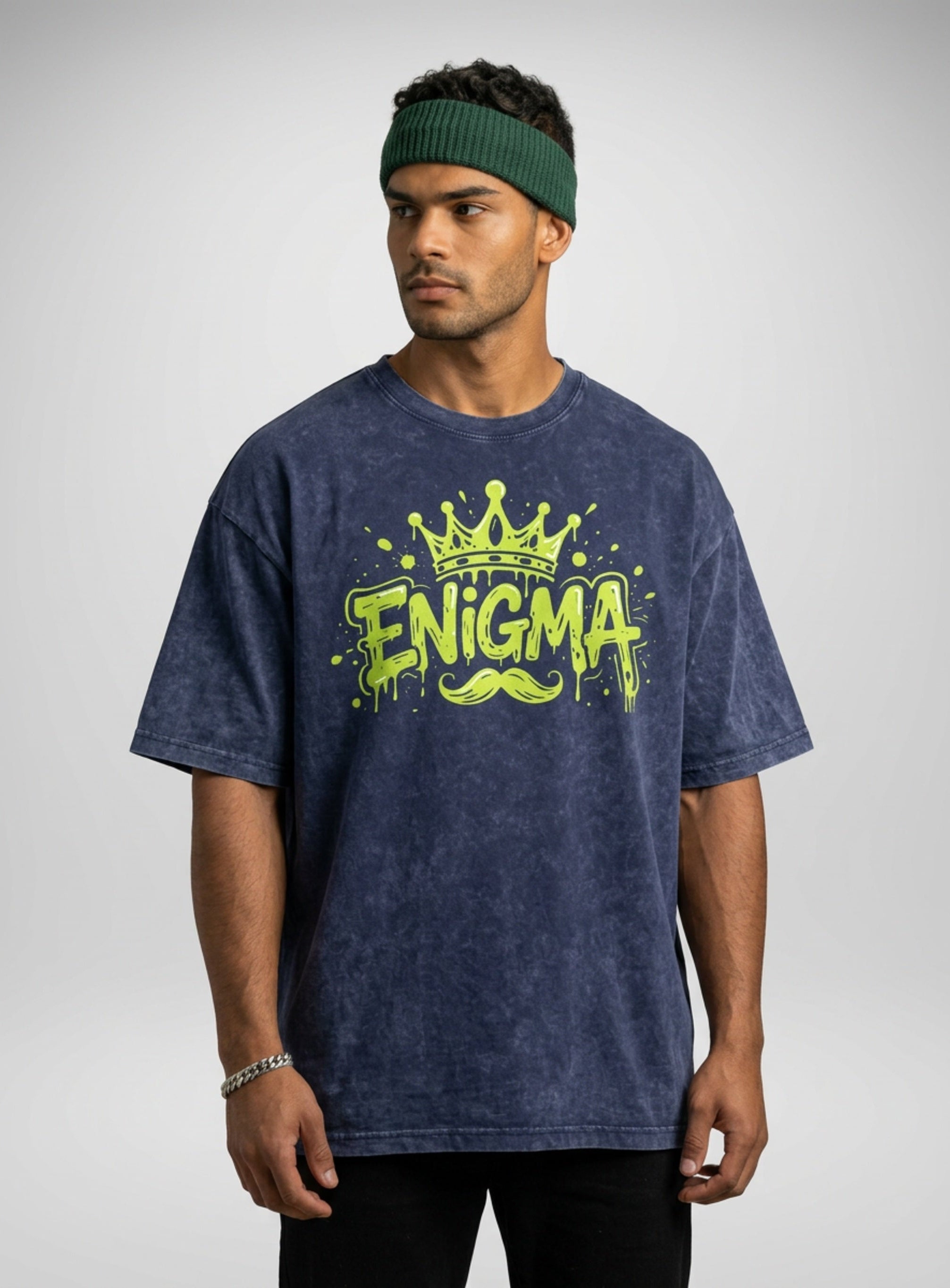 MENS ' ENIGMA ' Snow Washed Oversized Cotton T-Shirt