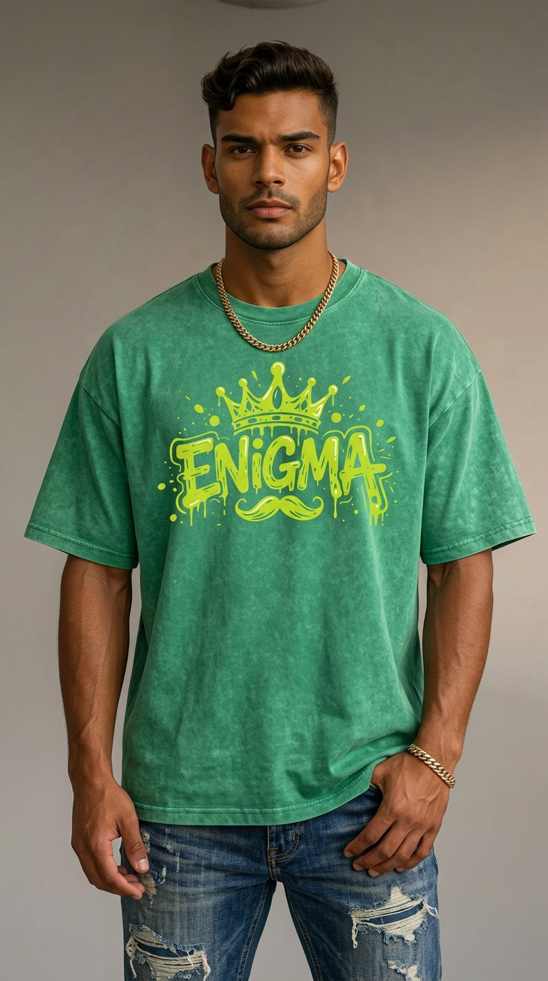 MENS ' ENIGMA ' Snow Washed Oversized Cotton T-Shirt