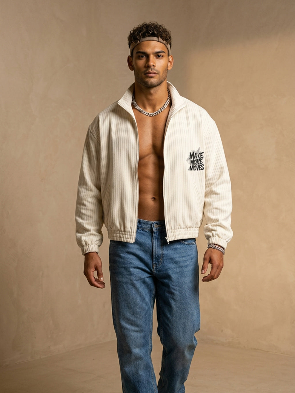 MENS ' MAKE MOVES ' Striped Full-Zip Track Jacket
