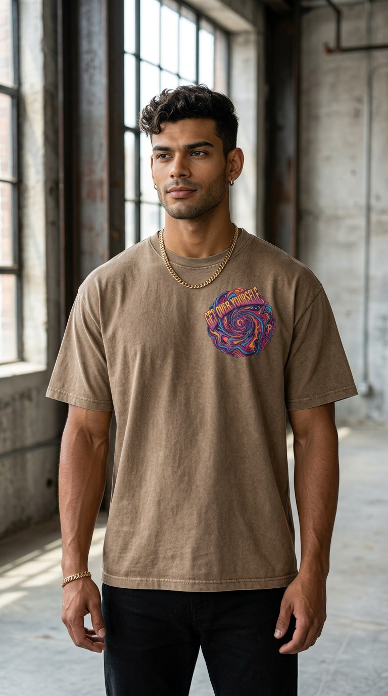 MENS 'GET OVER YOURSELF' Snow Washed Heavyweight Oversize TEE