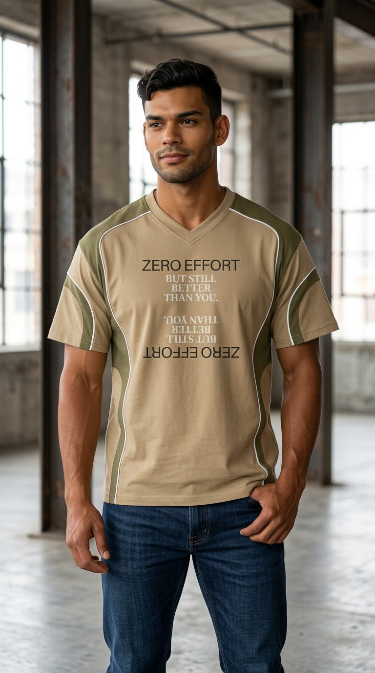 MENS Color Block V-Neck T-Shirt