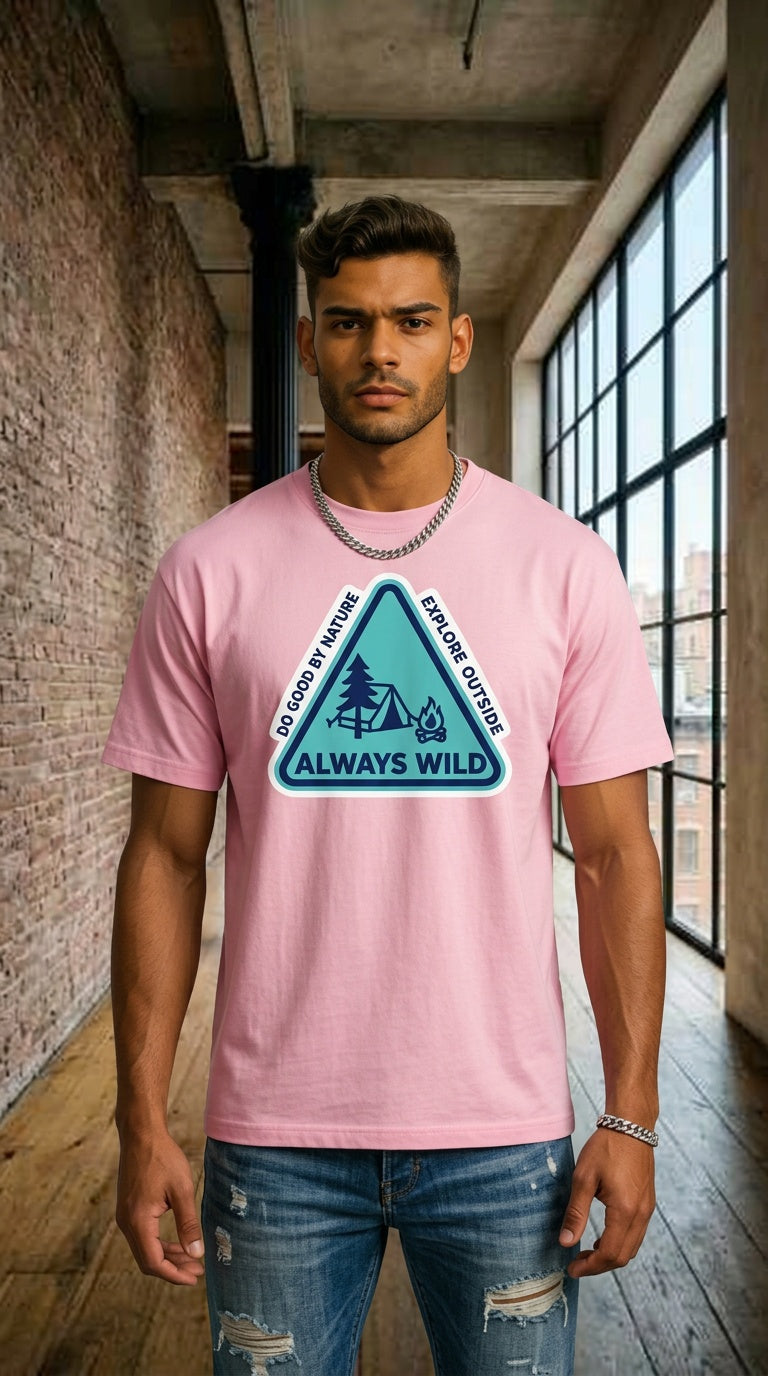 MENS ' ALWAYS WILD ' Washed Oversized Cotton TEE