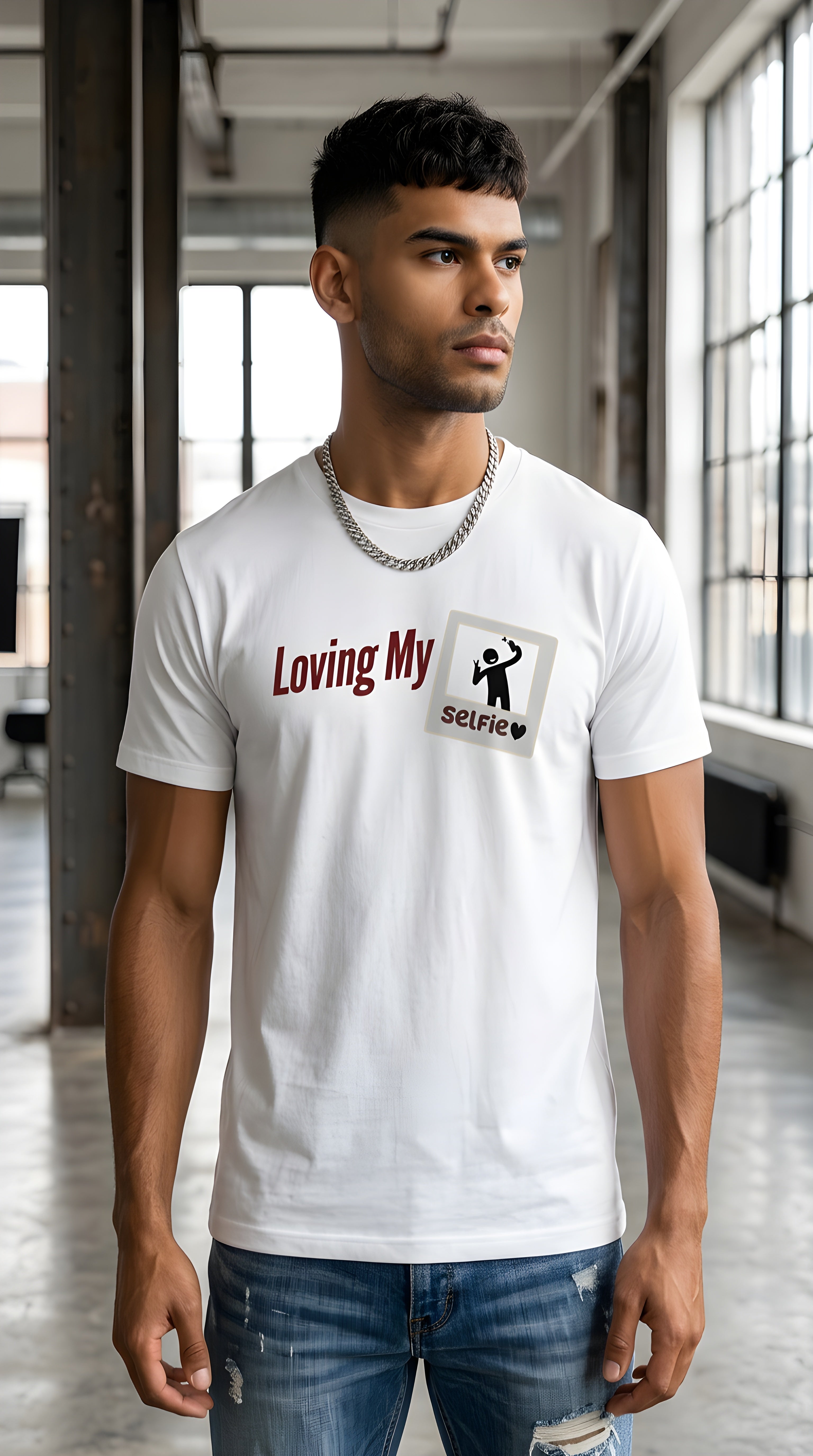 Mens Loving My Selfie organic mid-light Tee