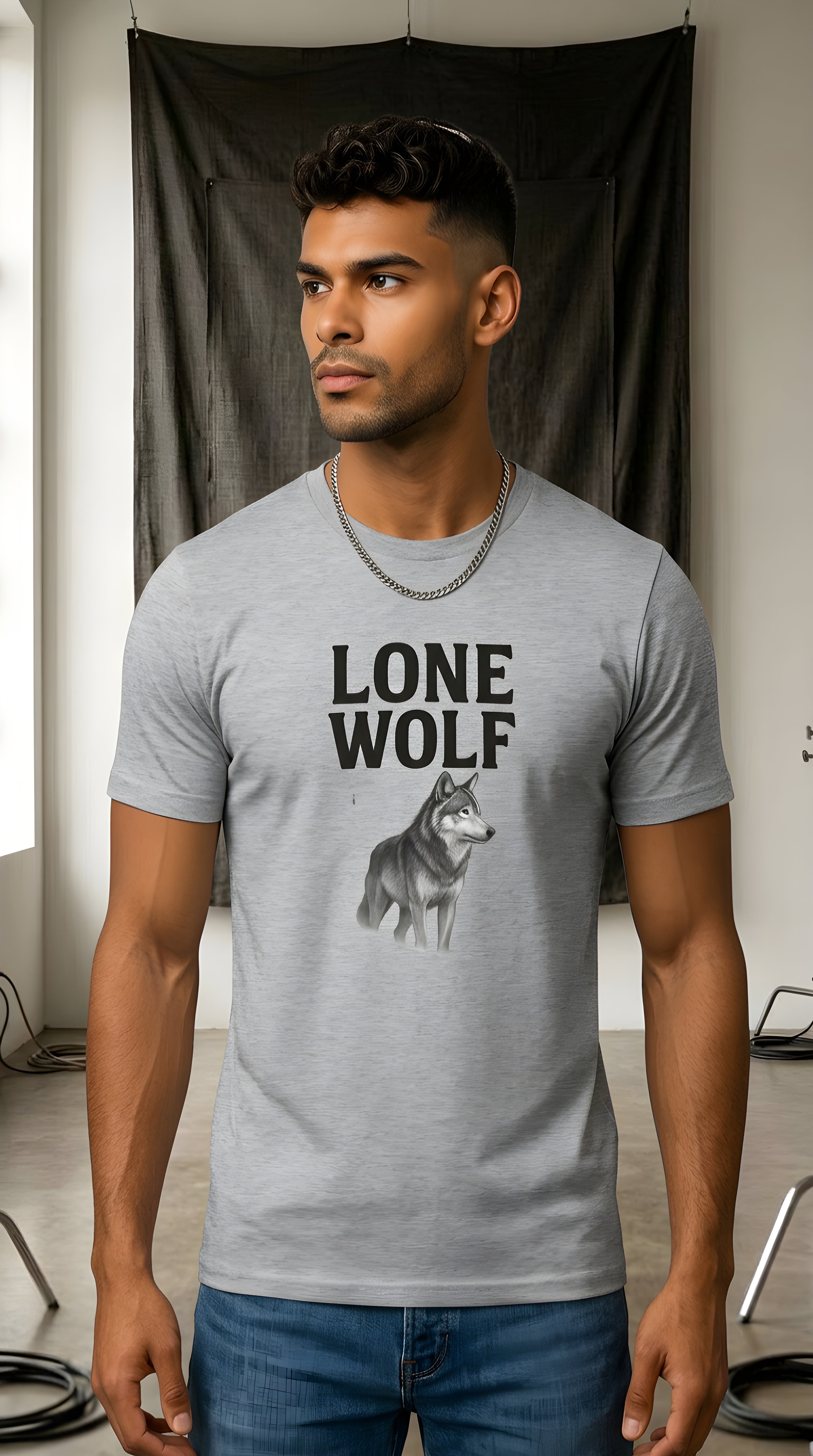 Mens Lone Wolf  organic mid-light Tee