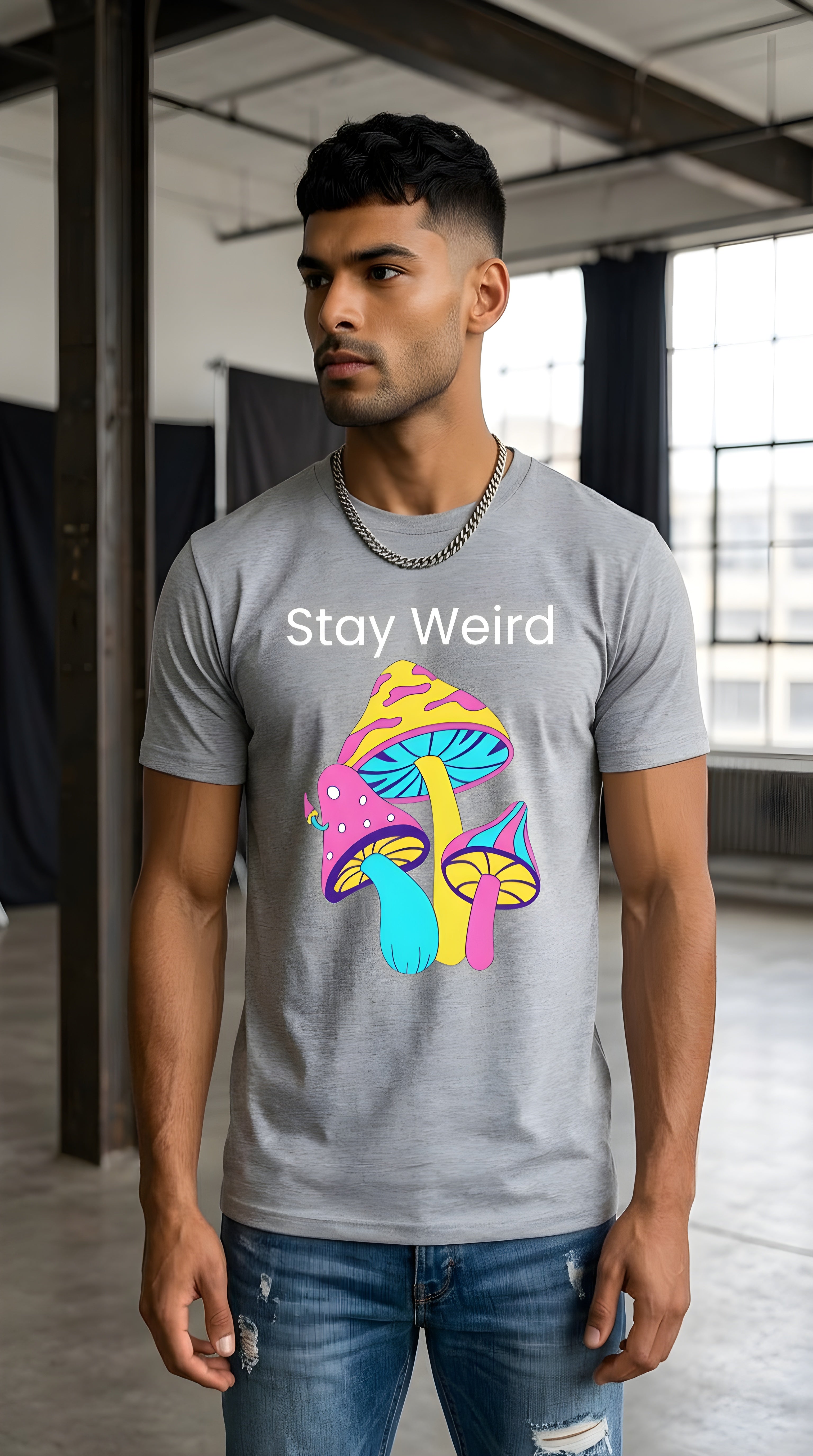Mens Stay Weird  organic mid-light Tee