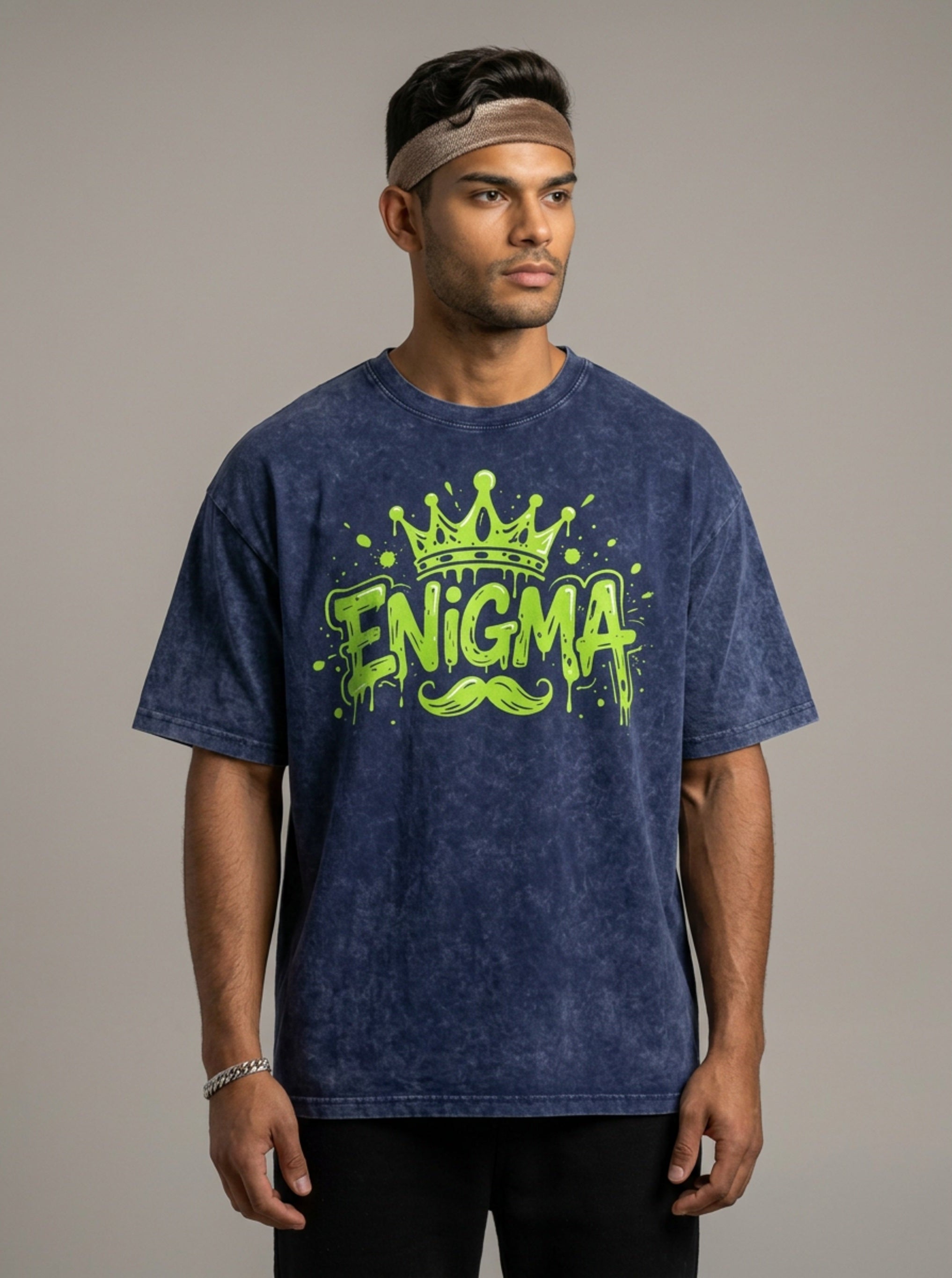 MENS ' ENIGMA ' Snow Washed Oversized Cotton T-Shirt