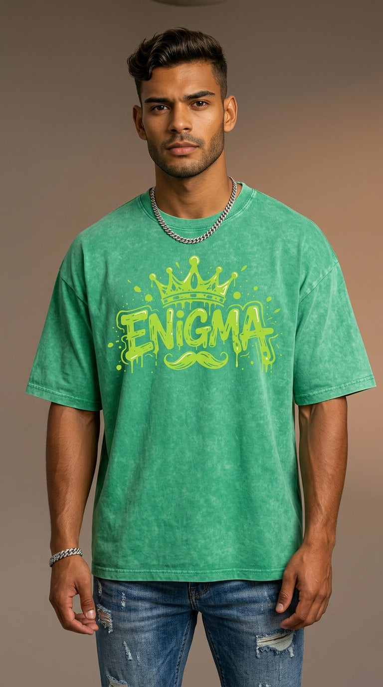 MENS ' ENIGMA ' Snow Washed Oversized Cotton T-Shirt