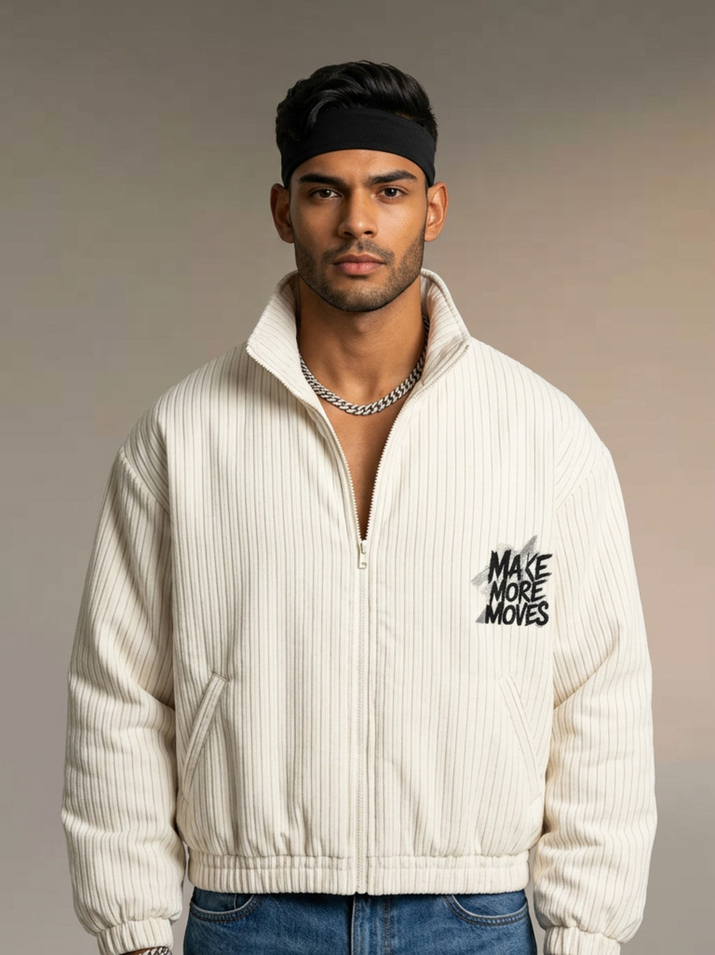 MENS ' MAKE MOVES ' Striped Full-Zip Track Jacket