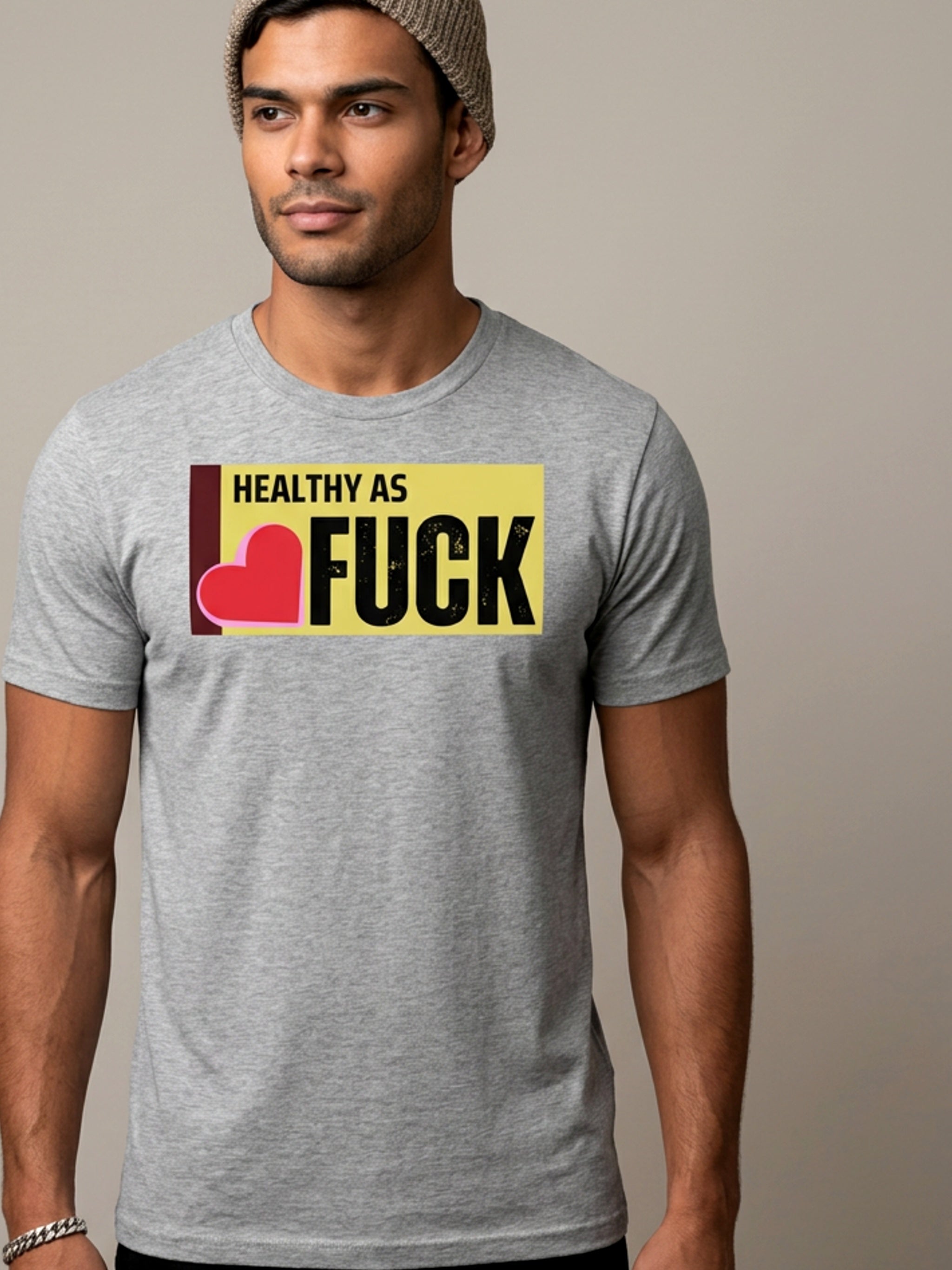 MENS 'HEALTHY ASF'  organic mid-light TEE