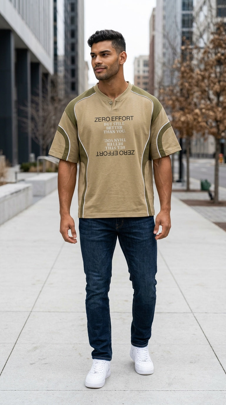 MENS Color Block V-Neck T-Shirt