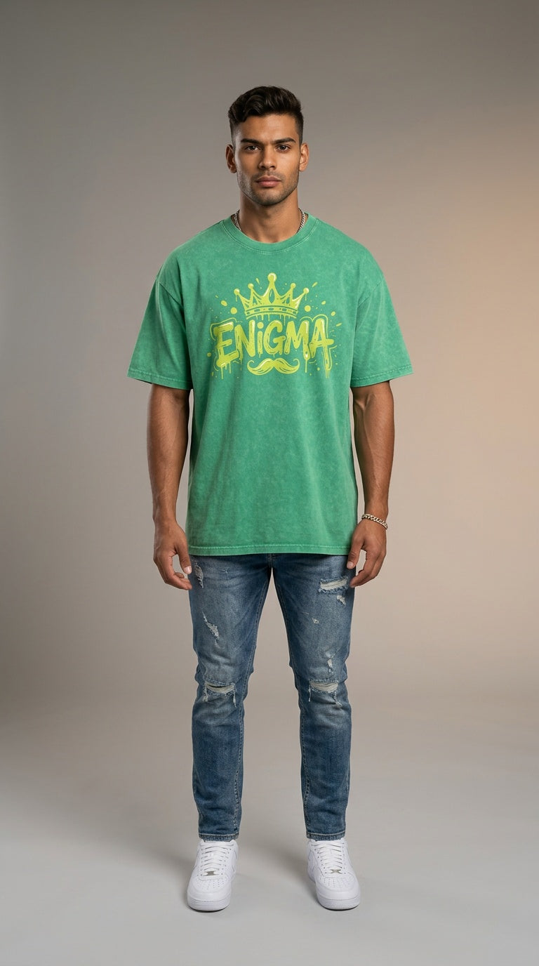MENS ' ENIGMA ' Snow Washed Oversized Cotton T-Shirt