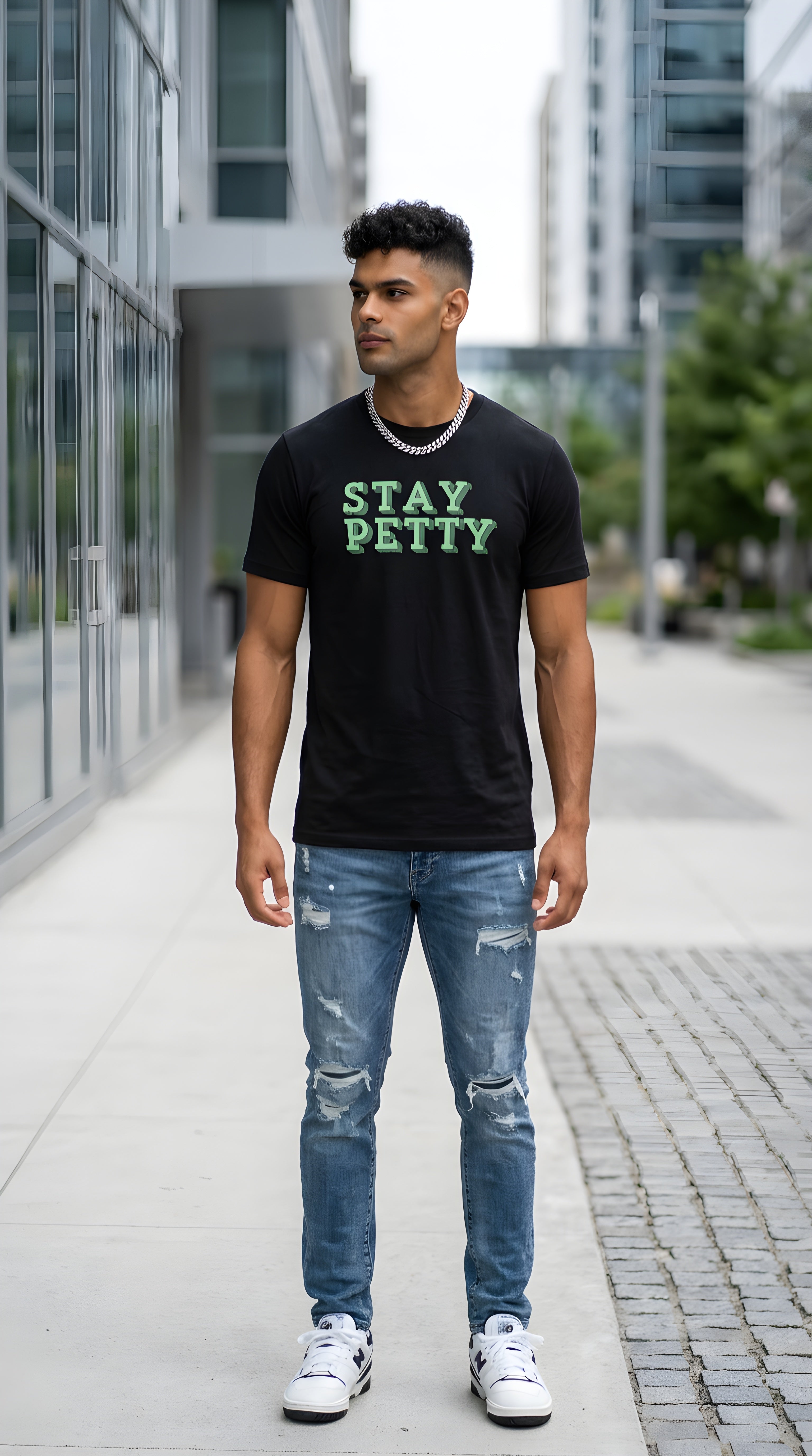 Mens Stay Petty  organic mid-light Tee
