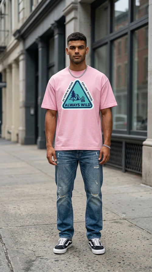 MENS ' ALWAYS WILD ' Washed Oversized Cotton TEE