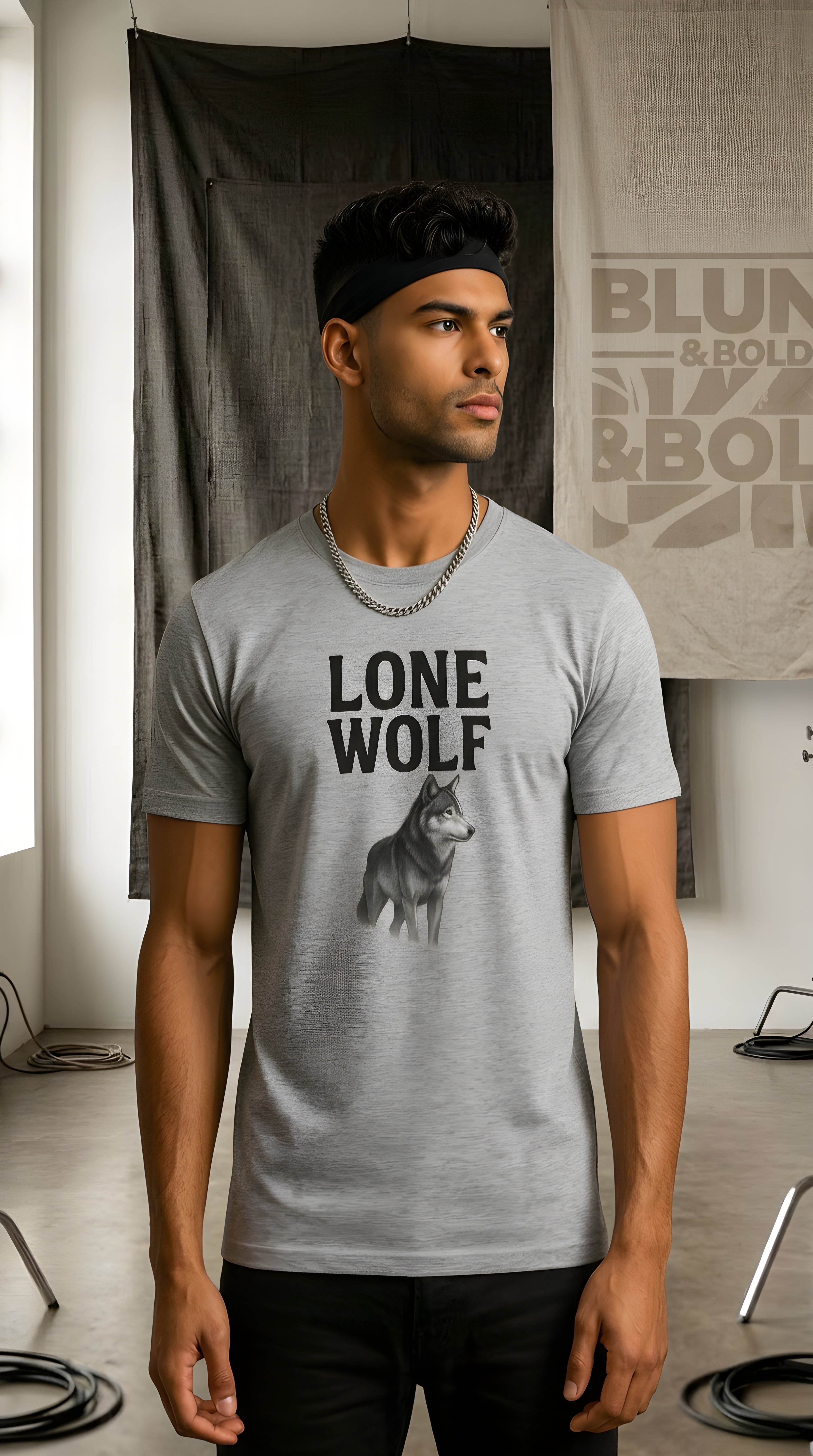 Mens Lone Wolf  organic mid-light Tee