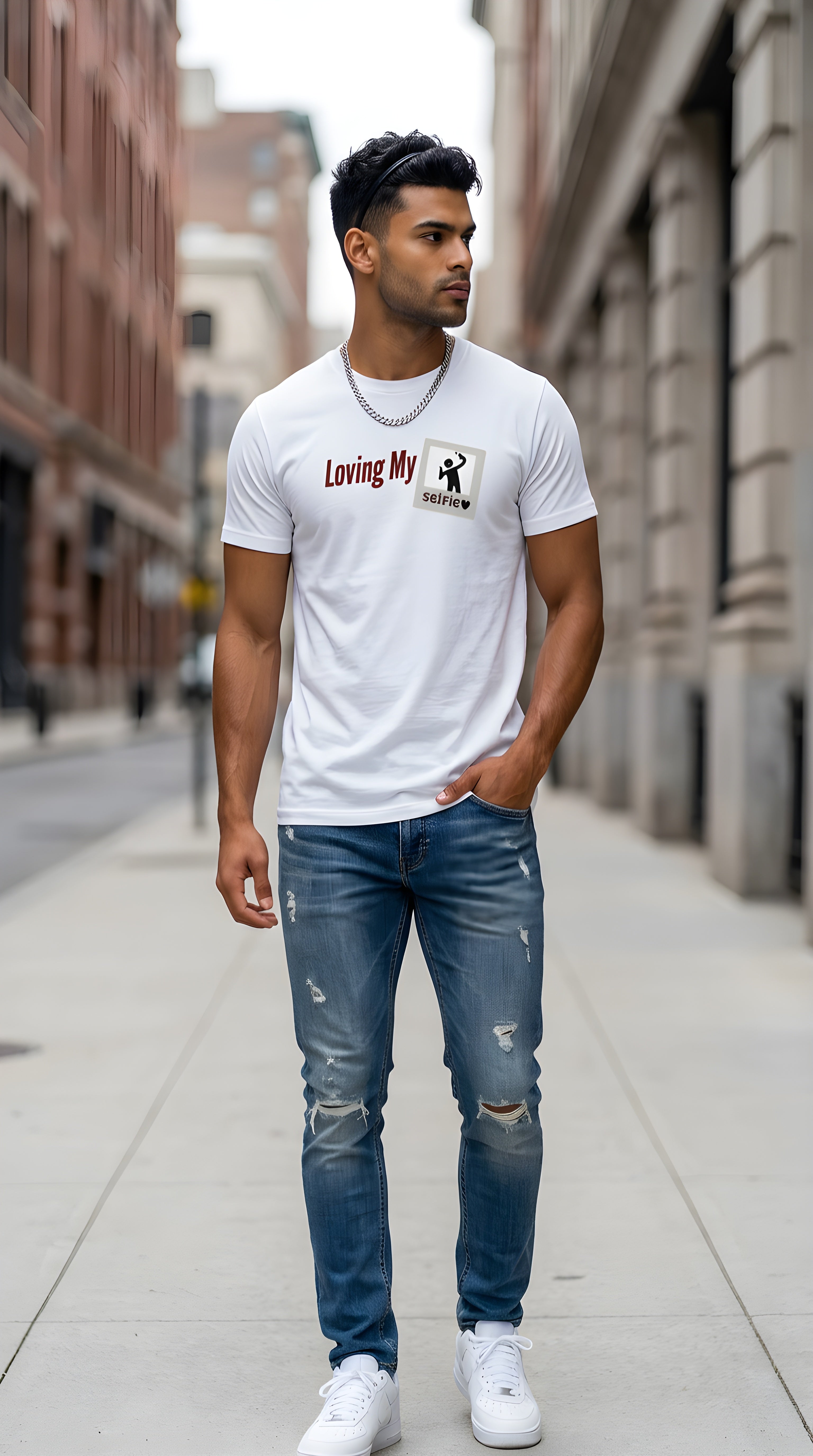 Mens Loving My Selfie organic mid-light Tee