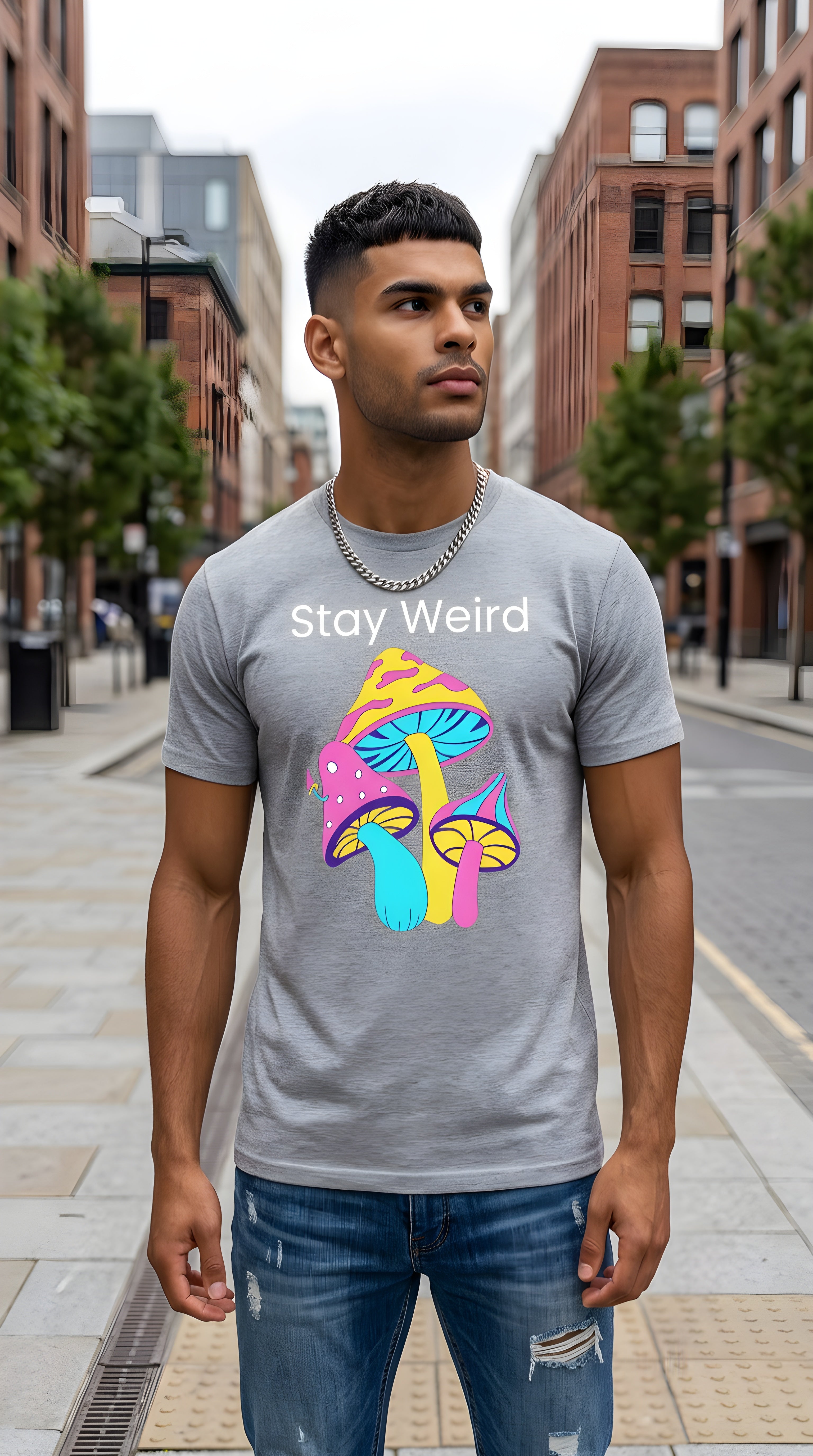 Mens Stay Weird  organic mid-light Tee