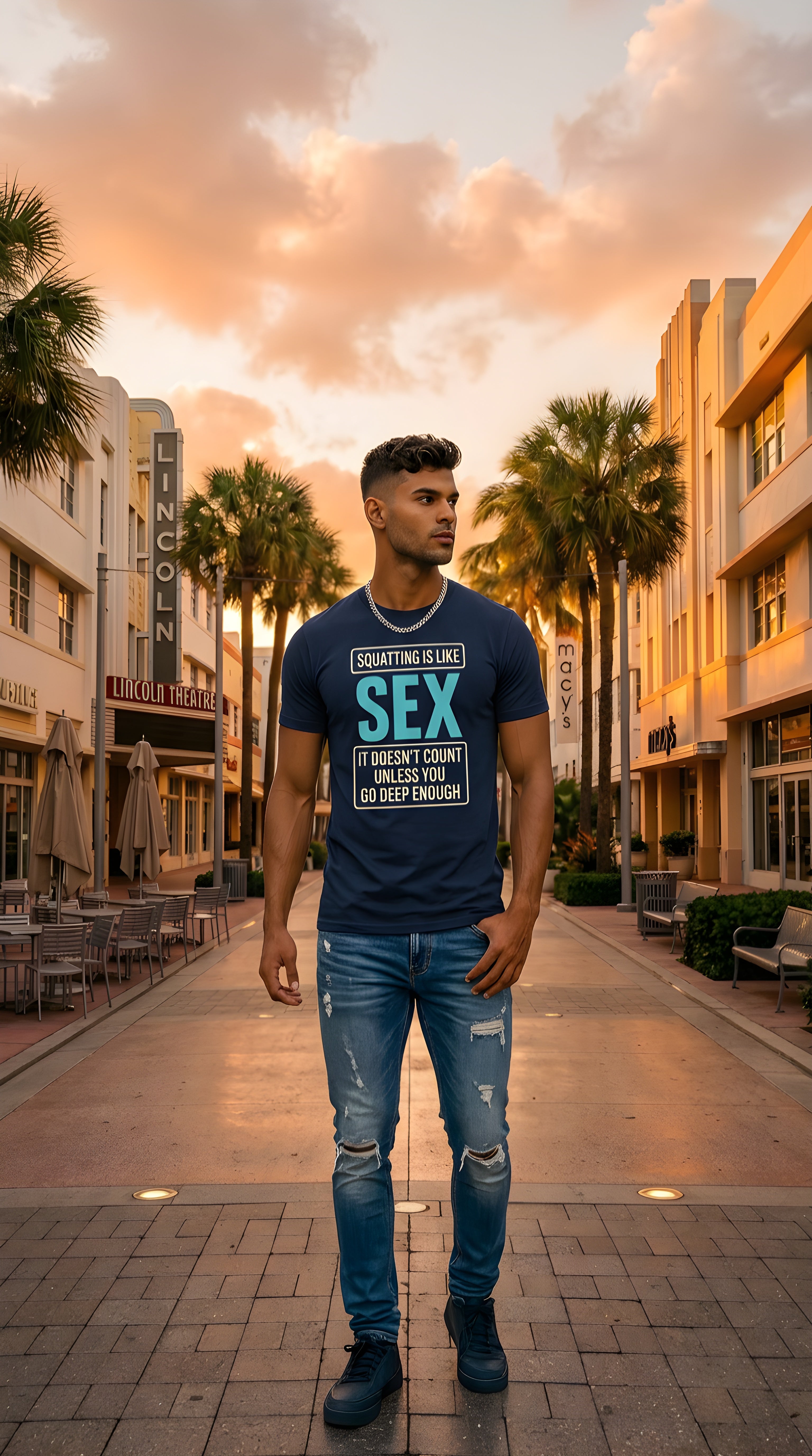 Mens Squatting  organic mid-light Tee