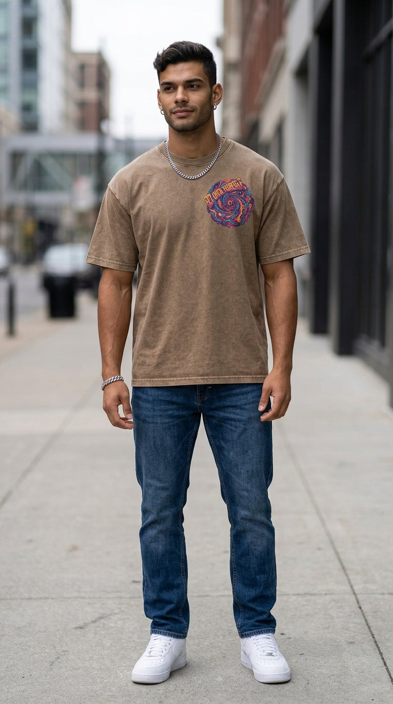 MENS 'GET OVER YOURSELF' Snow Washed Heavyweight Oversize TEE