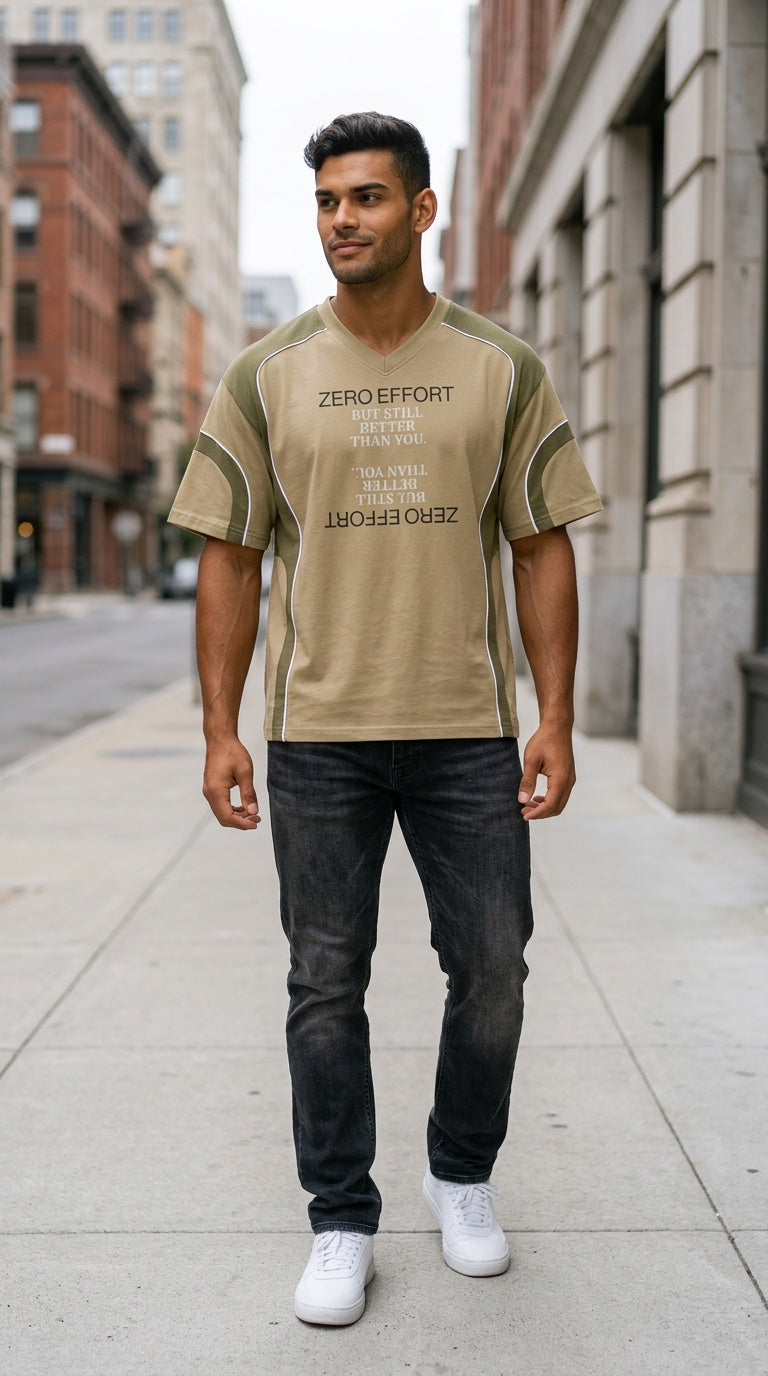 MENS Color Block V-Neck T-Shirt