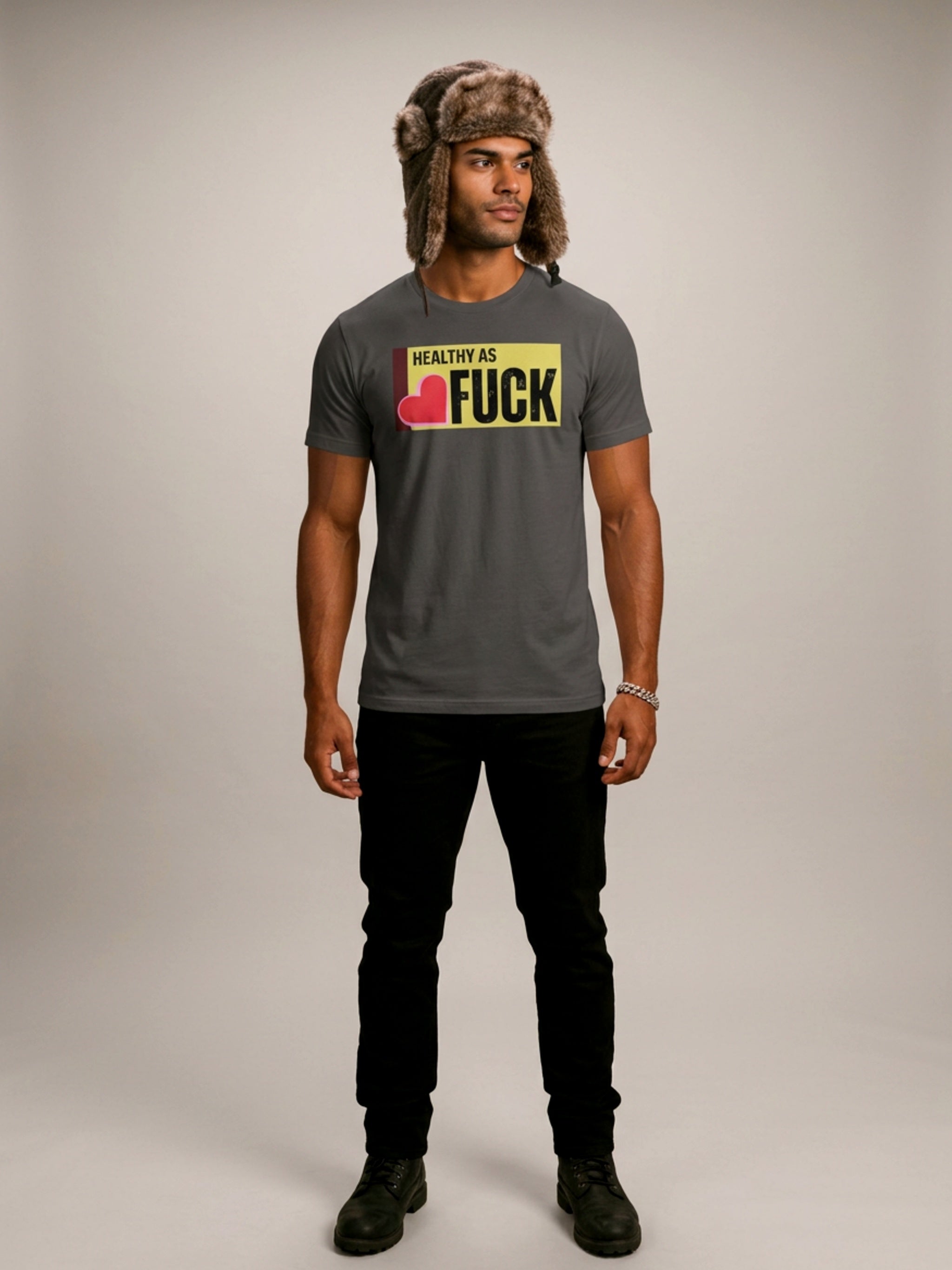 MENS 'HEALTHY ASF'  organic mid-light TEE