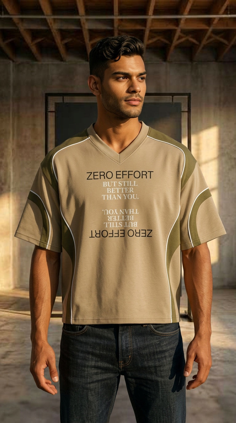MENS Color Block V-Neck T-Shirt