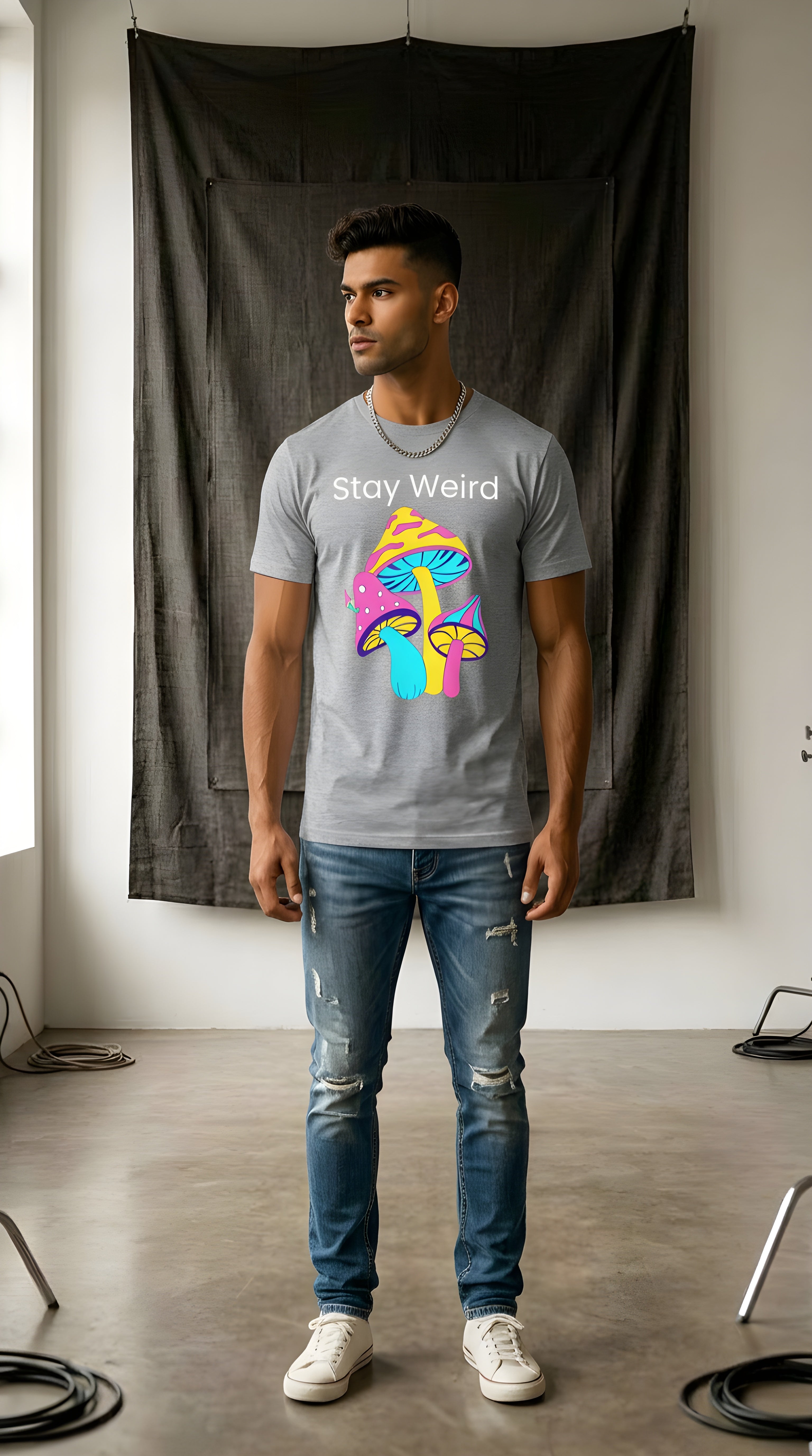 Mens Stay Weird  organic mid-light Tee