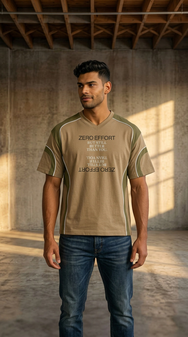 MENS Color Block V-Neck T-Shirt
