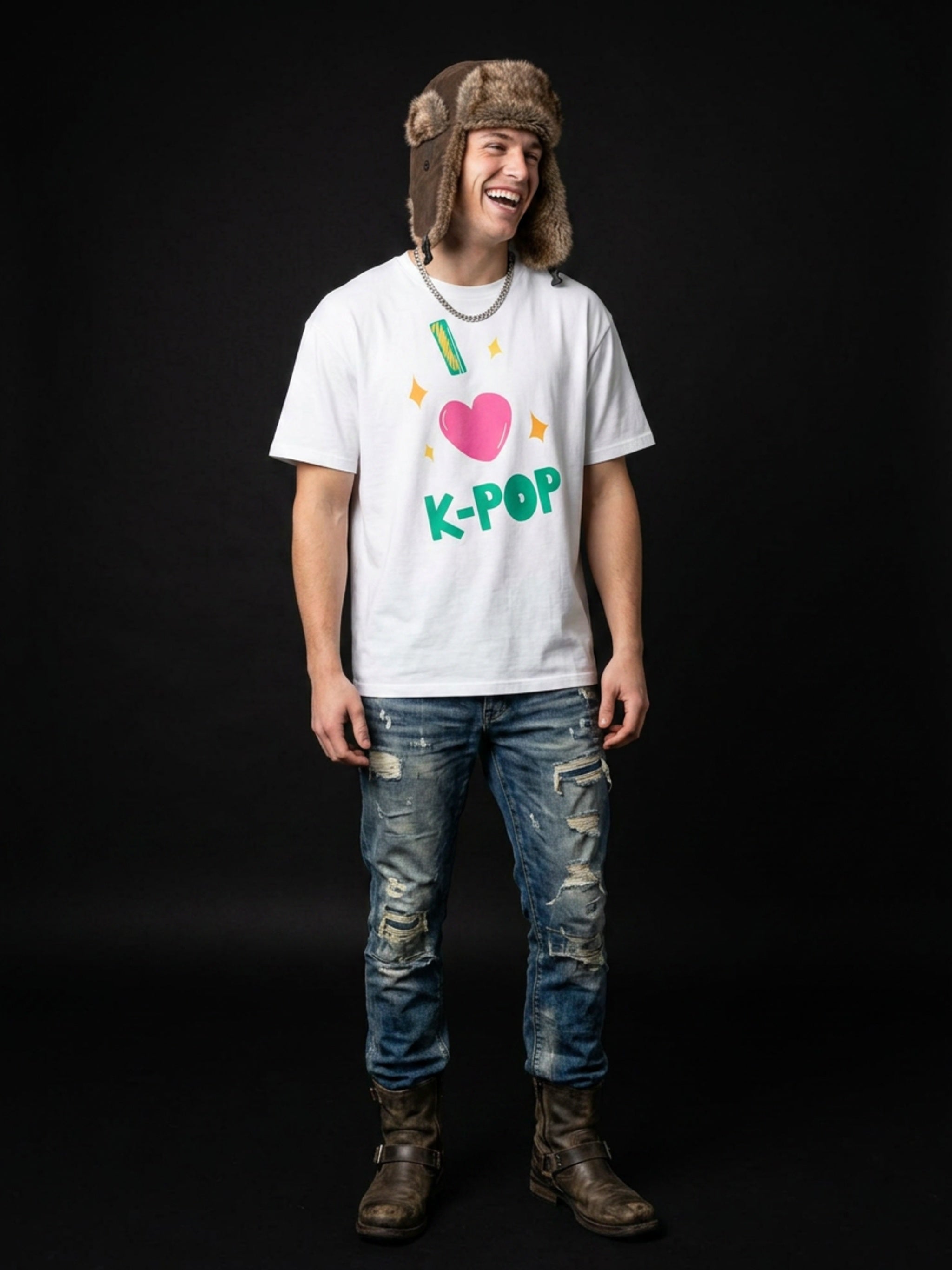 MENS 'K-POP LOVE' organic mid-light TEE